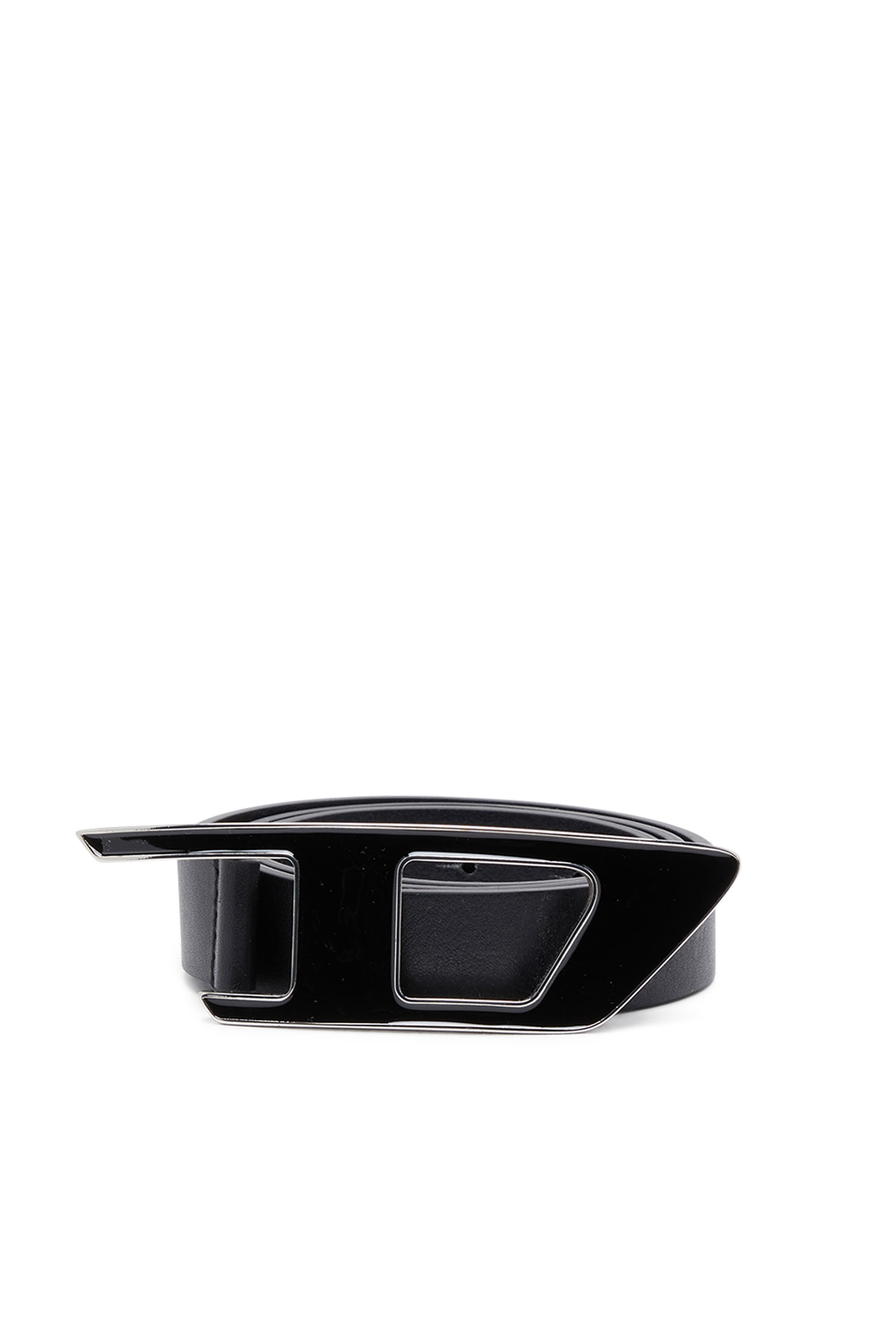DIESEL☆ Leather belt with enamelled D buckle ブラック Women's 2.4cm leather belt with enamelled buckle | Black