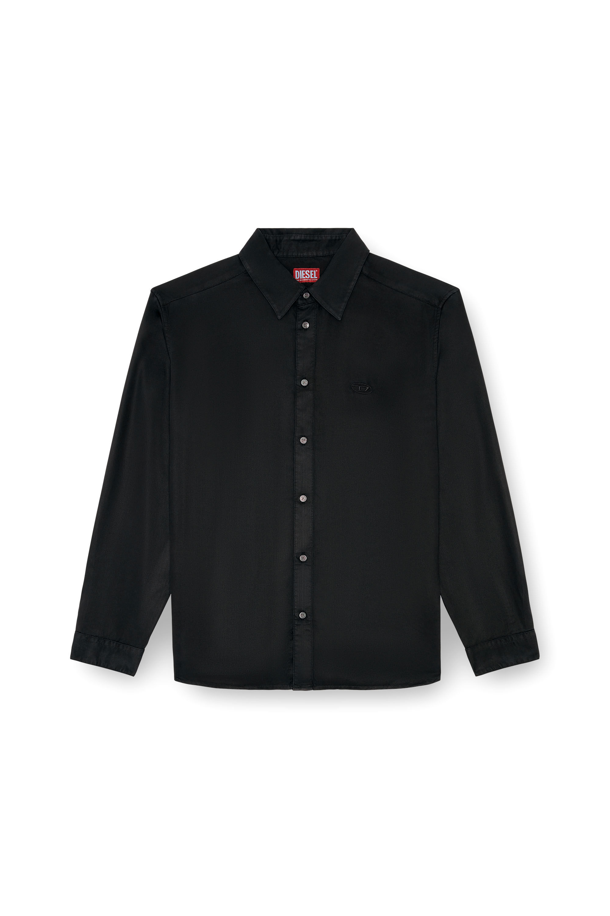 Diesel - S-SIMPLY-C, Man Fluid shirt with logo embroidery in Black - Image 2