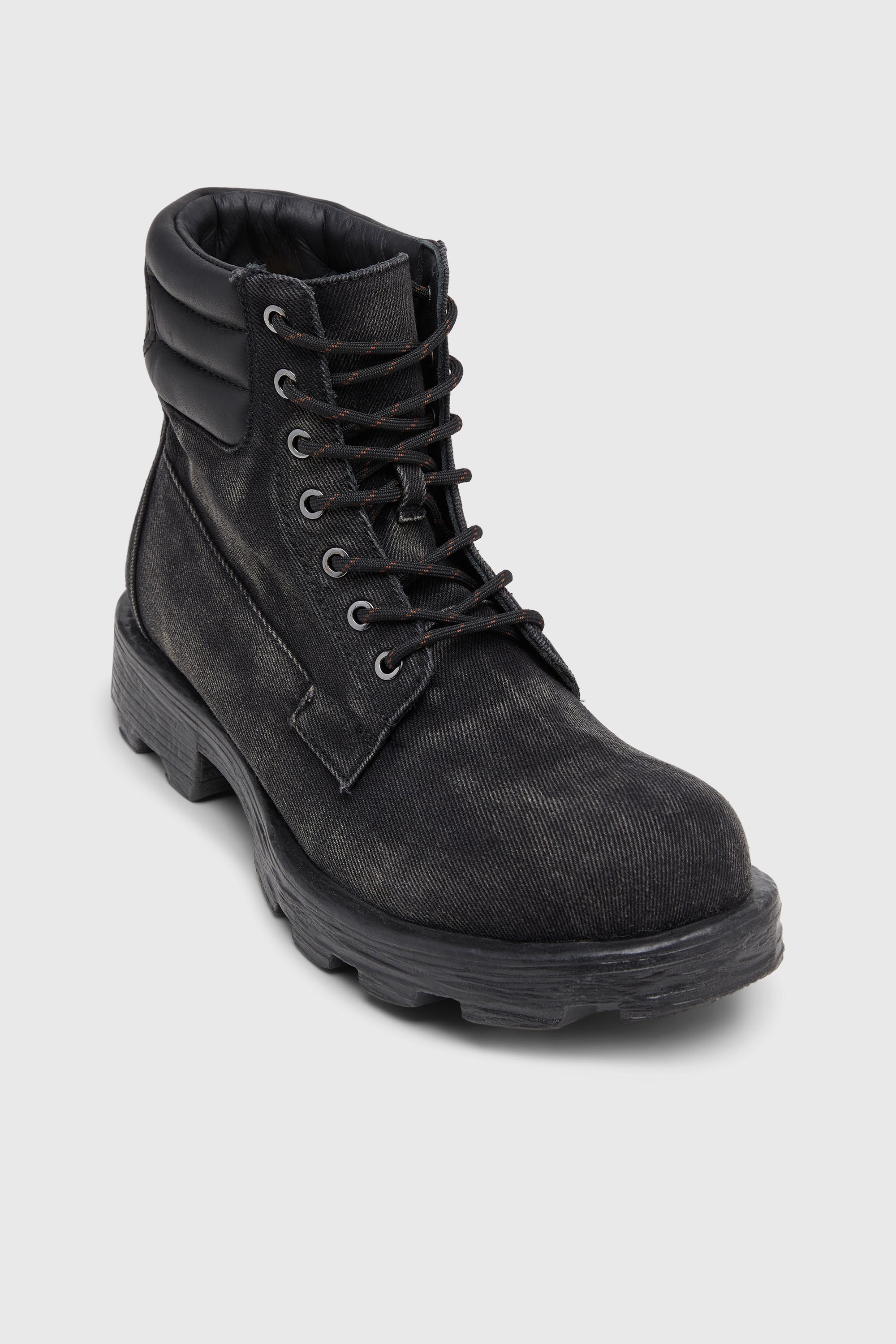 Diesel - D-HAMMER LACE UP, Man's D-Hammer-Combat boots in denim and leather in Black - 6