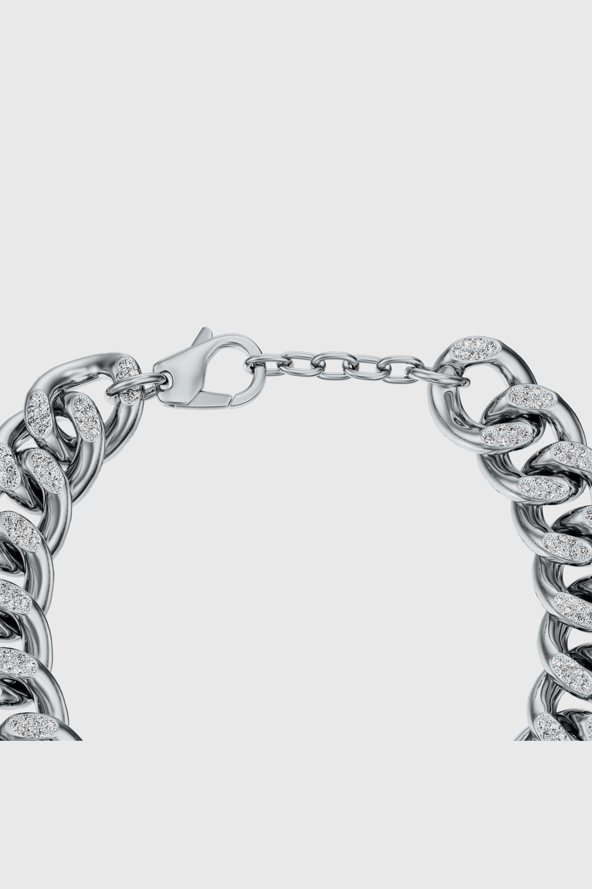 Diesel - DX1707040 JEWELLERY, Unisex's Stainless steel Oval D glitz chain bracelet in Silver - 3