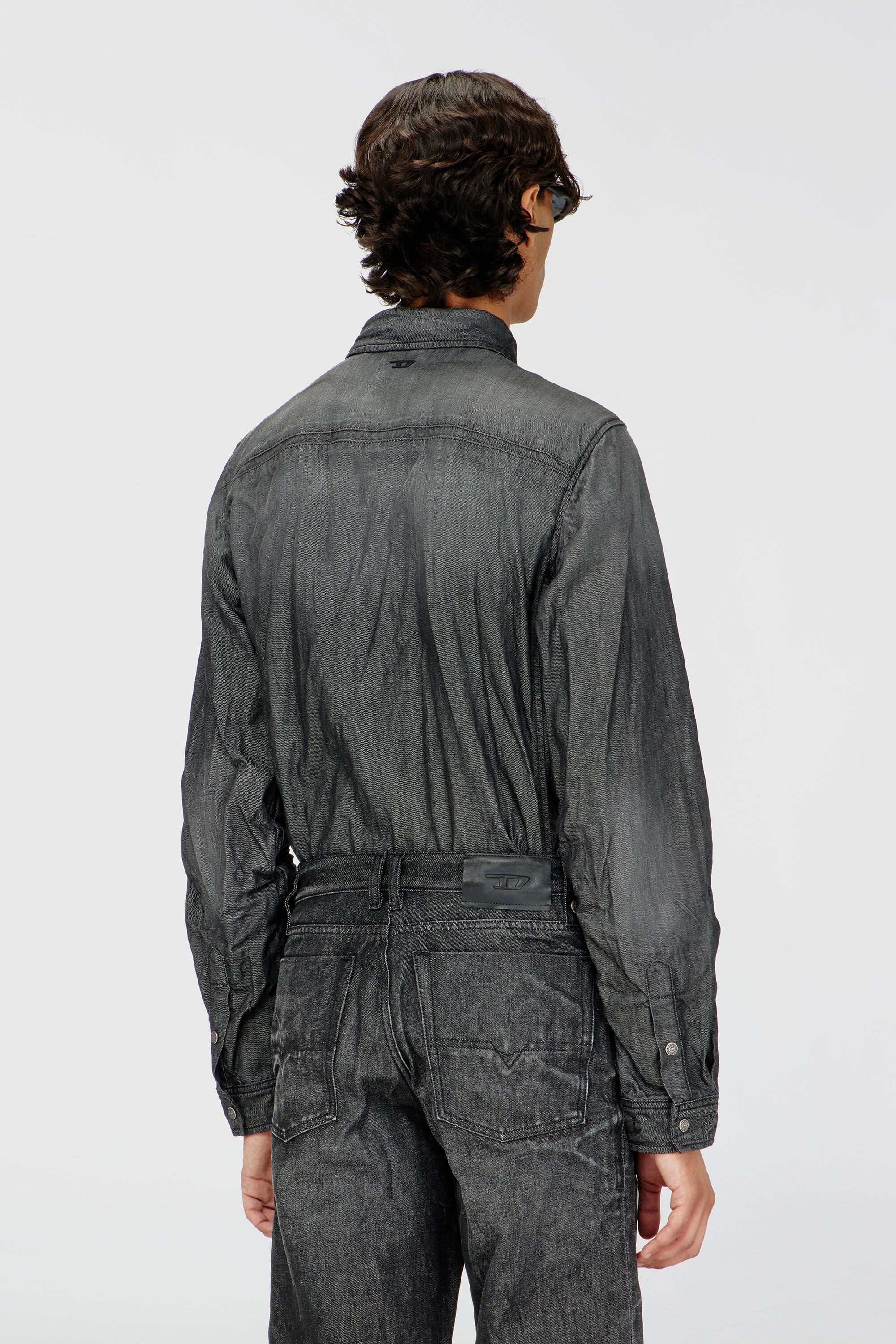 Diesel - D-SYNAR-FSJ2, Man's Shirt in creased denim in Dark grey - 4