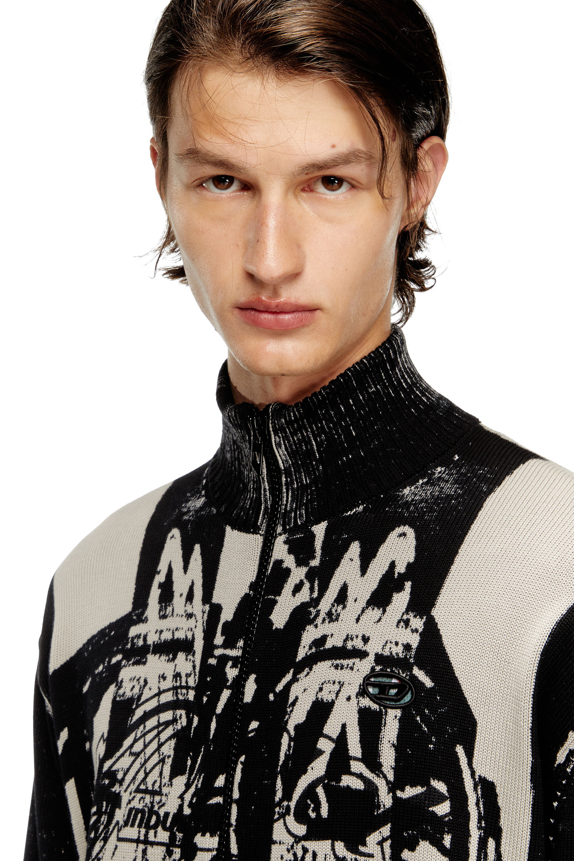Diesel - K-OLIBA-JKT, Man's Inside-print striped zipped cardigan in null - 5
