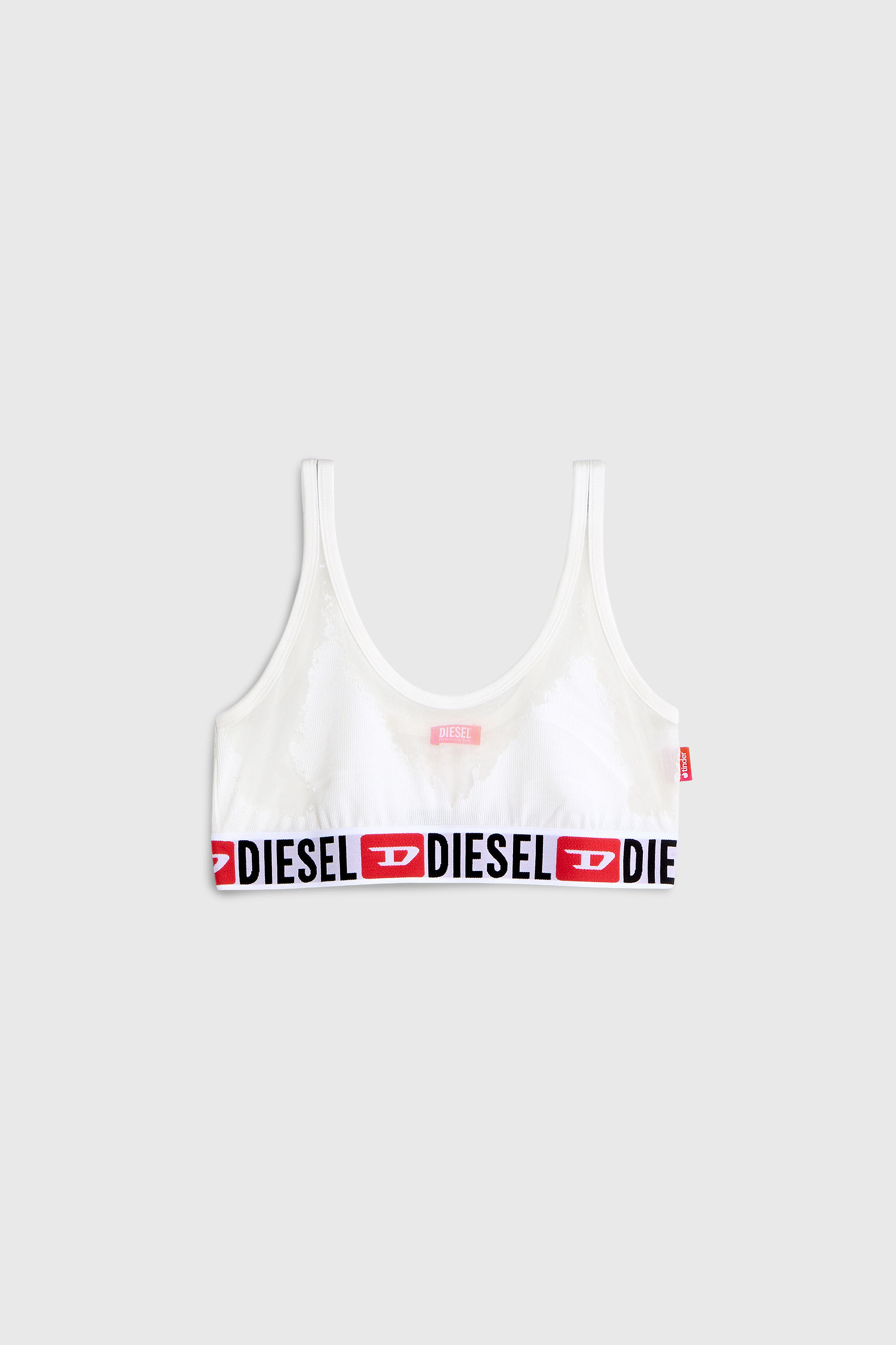 Diesel - PR-ORIBA-D-CORE, Woman's Bralette with sheer devor&eacute; effect in White - 2