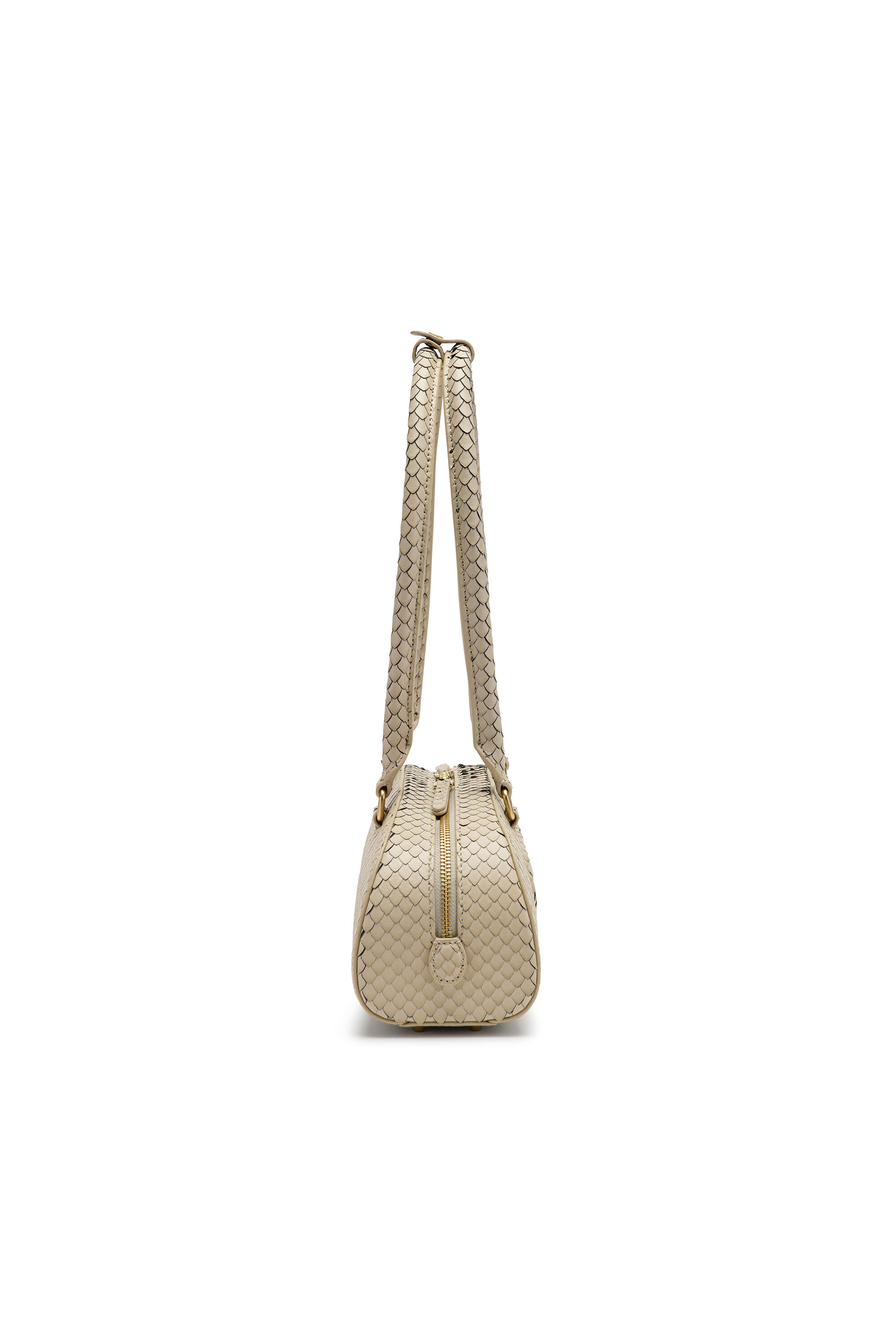 Diesel - 1DR DOME SHOULDER EW, Woman's 1DR Dome-Elongated bowling bag in textured leather in Beige - 5