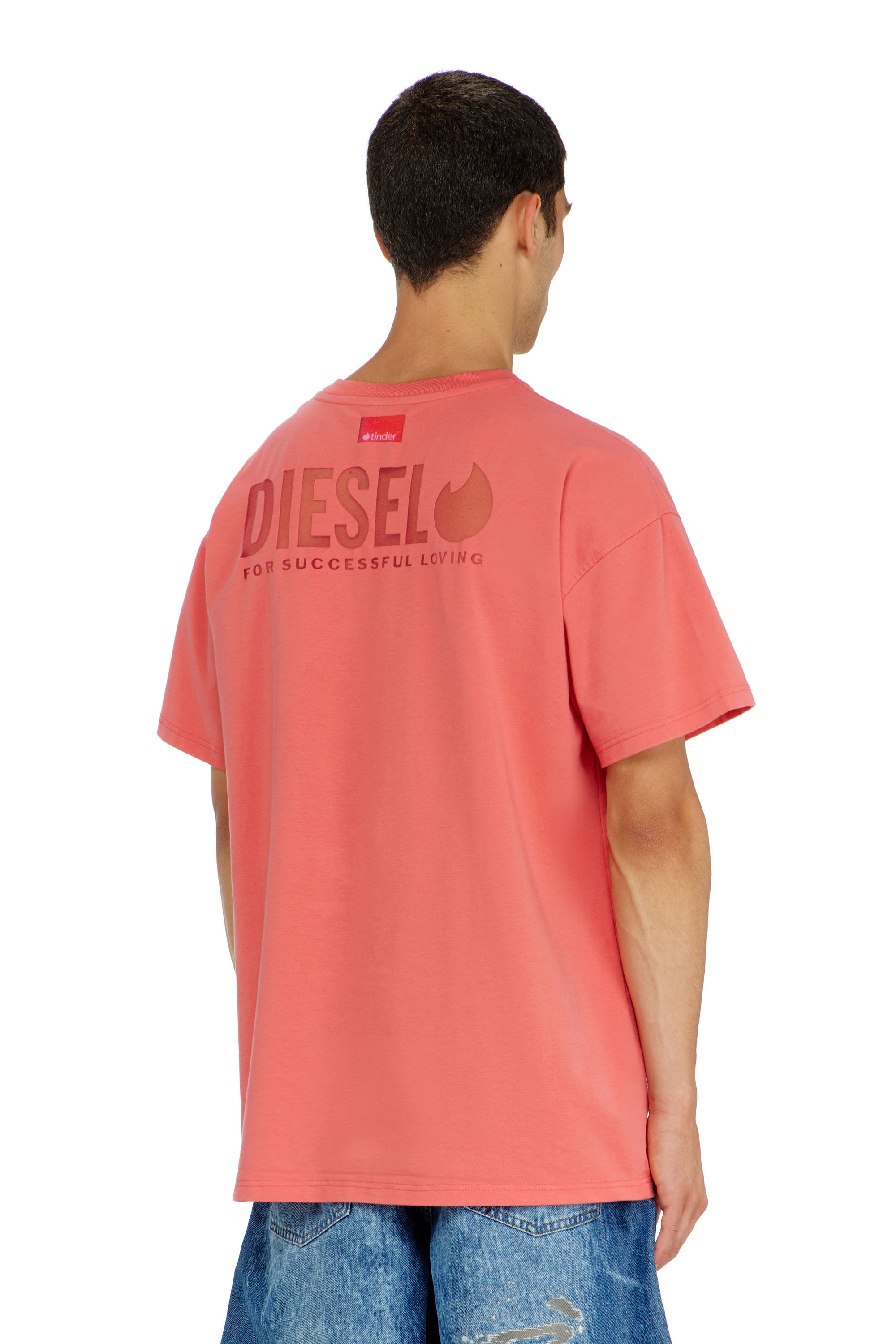 Diesel - PR-T-NORM-CHITIND-R, Unisex's T-shirt with transparent back logo in Coral Rose - 4