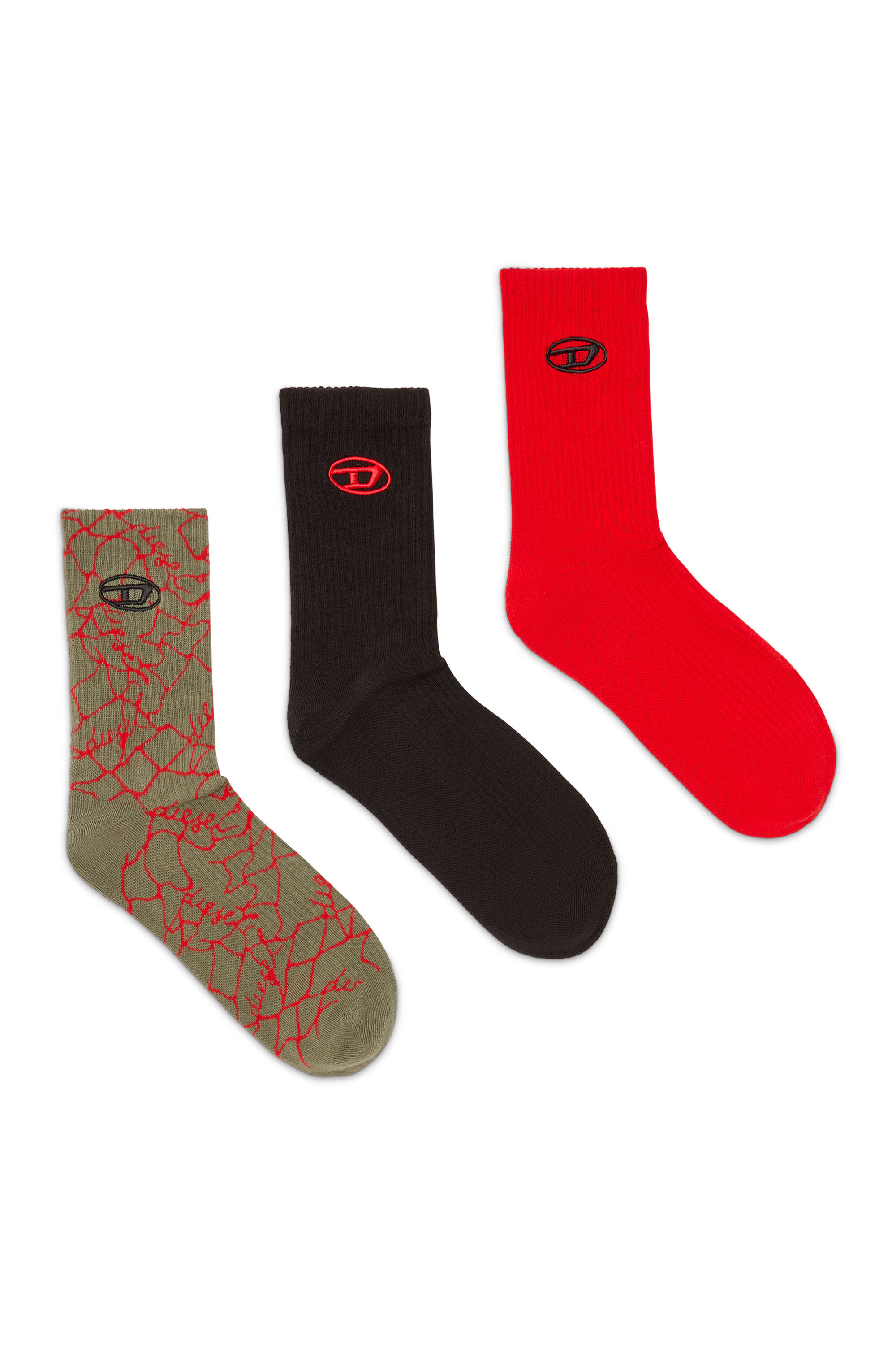 Diesel - SKM-D-TENNIS-CREW-17,5, Man's Three-pack socks with logo detail in Multicolor - 1