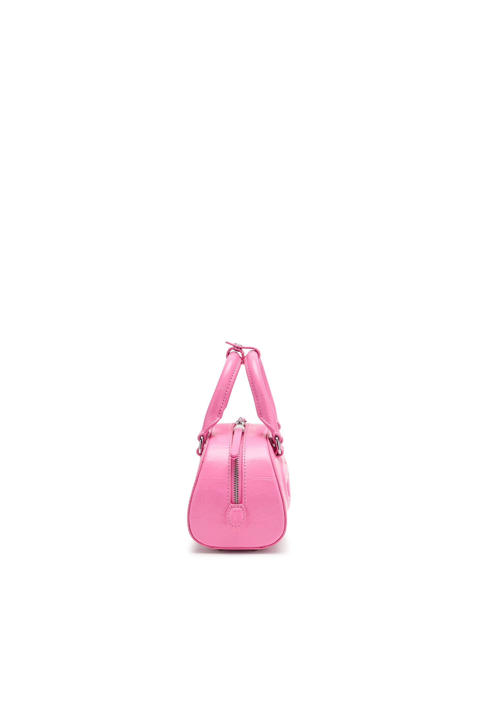 Diesel - 1DR DOME CROSSBODY, Woman's 1DR Dome-Mini bowling bag in croc-effect leather in Pink - 4