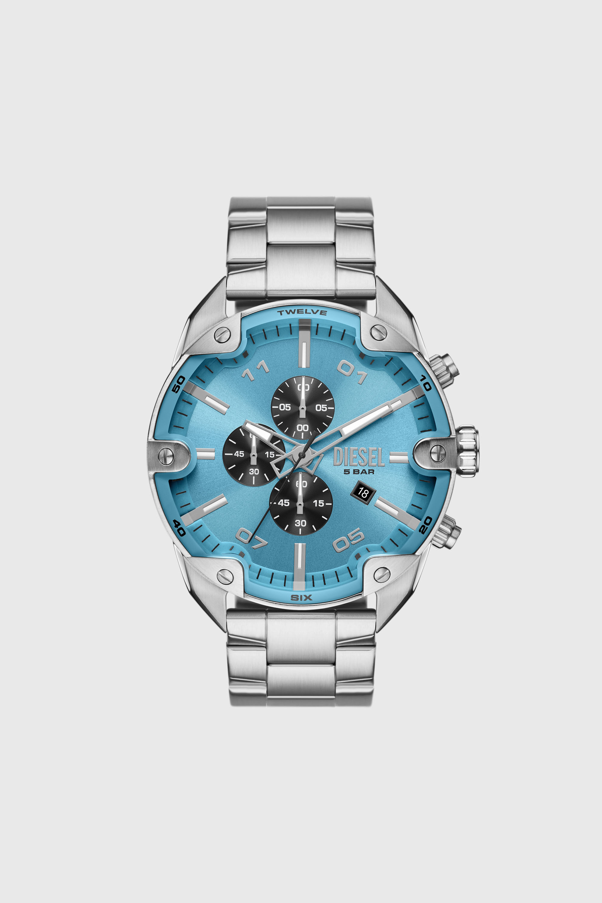 Diesel - DZ4655, Man's Spiked chronograph stainless steel watch in Silver - 1