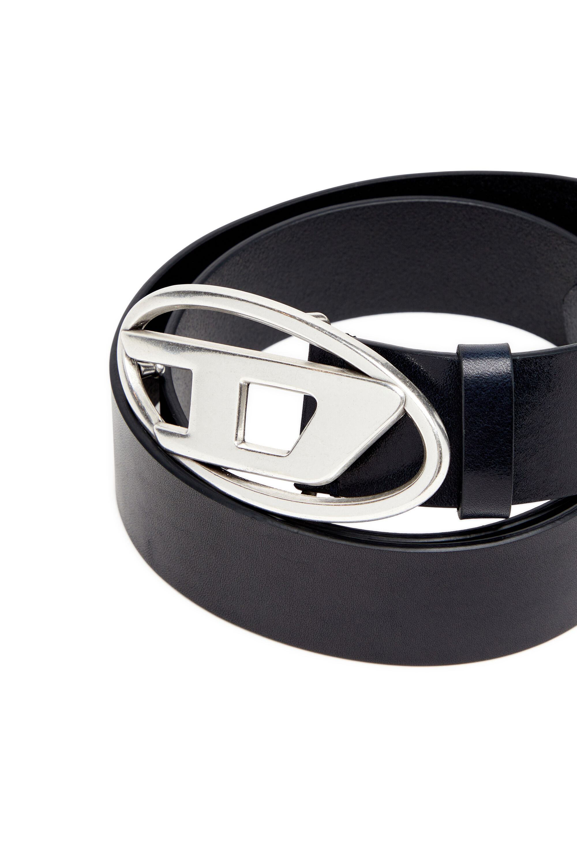 B-1DR: Leather Belt with silver D logo buckle | Diesel