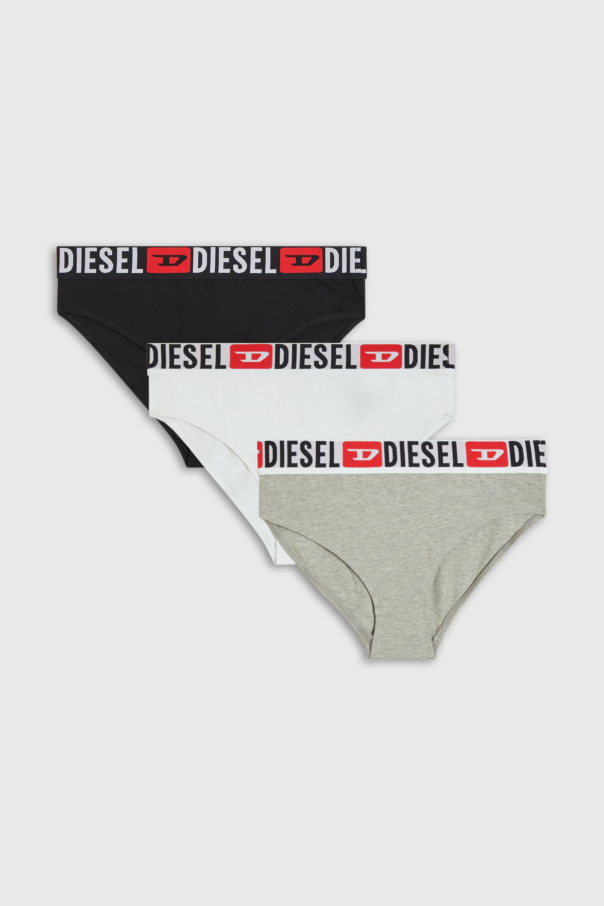 Diesel - SAM-D-CORE-3PACK, Woman's Three-pack briefs with maxi-logo waist in Grey/White - 2
