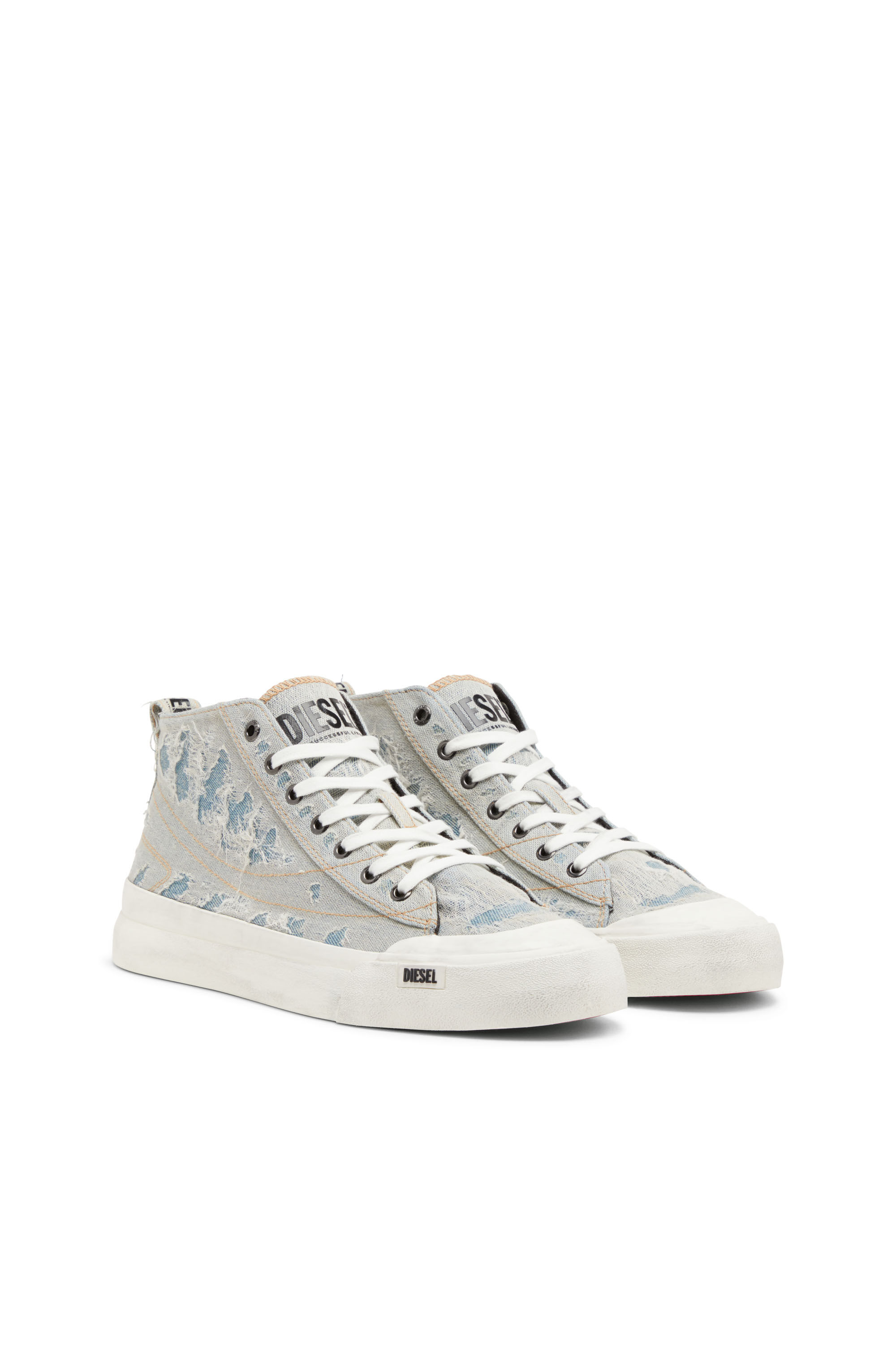 【超目玉】 Men's S-Athos-High-top Blue | gauze and denim in sneakers スタイリング剤