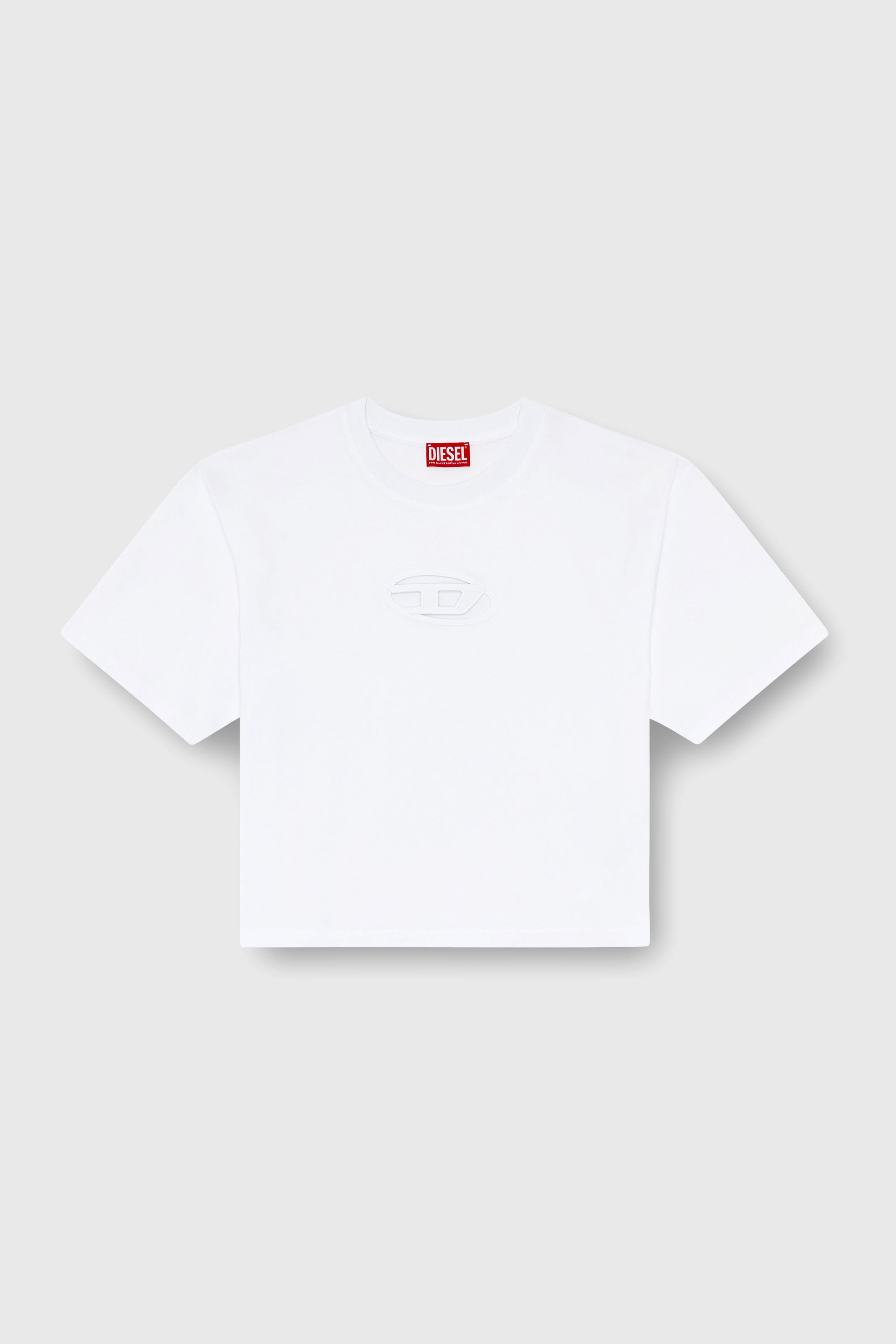 Diesel - T-BUXT-CROP-OD, Woman's Boxy T-shirt with cut-out Oval D logo in White - 2
