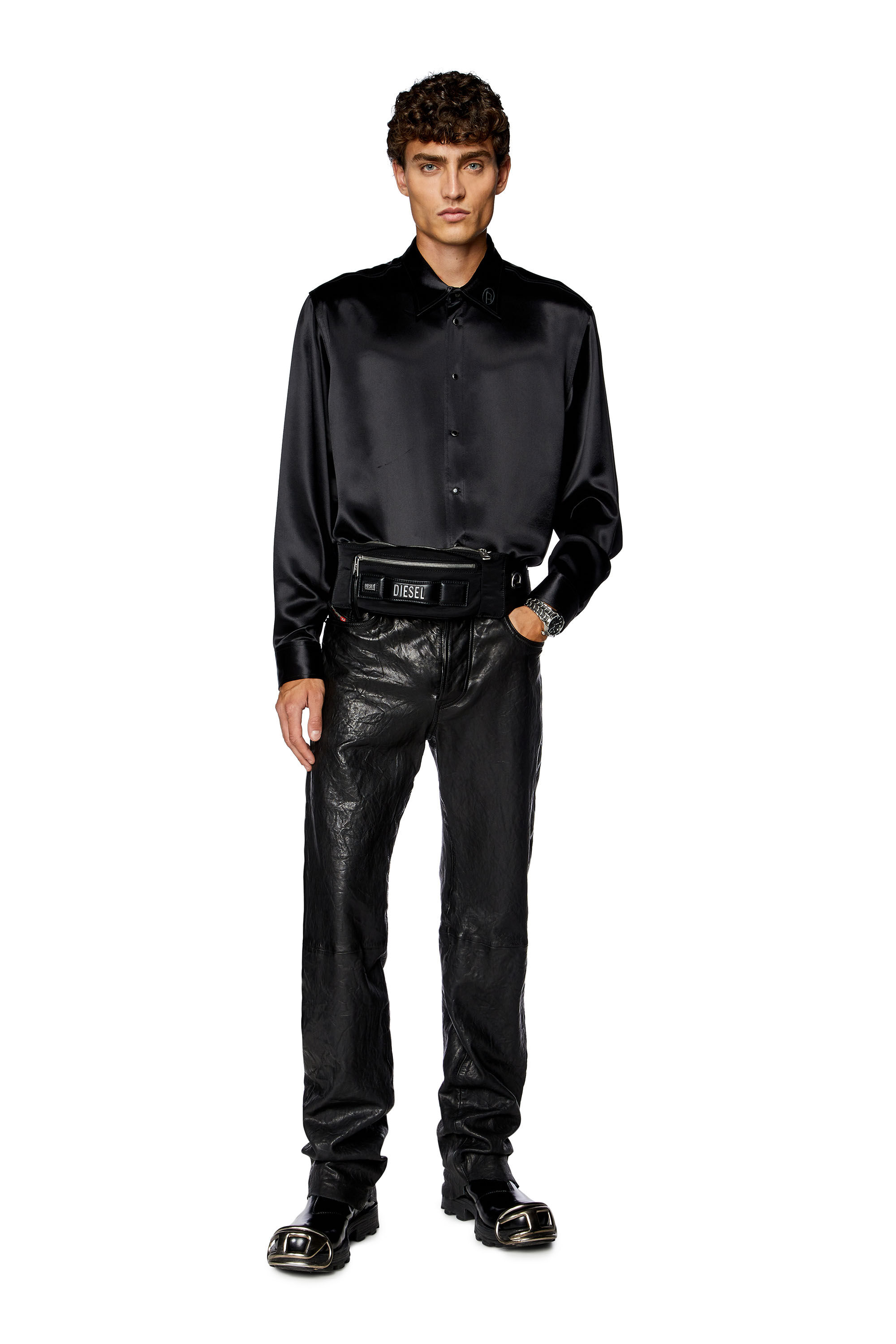 Diesel - LOGOS BELT BAG, Man's Logos-Belt bag in recycled nylon in Black - 6