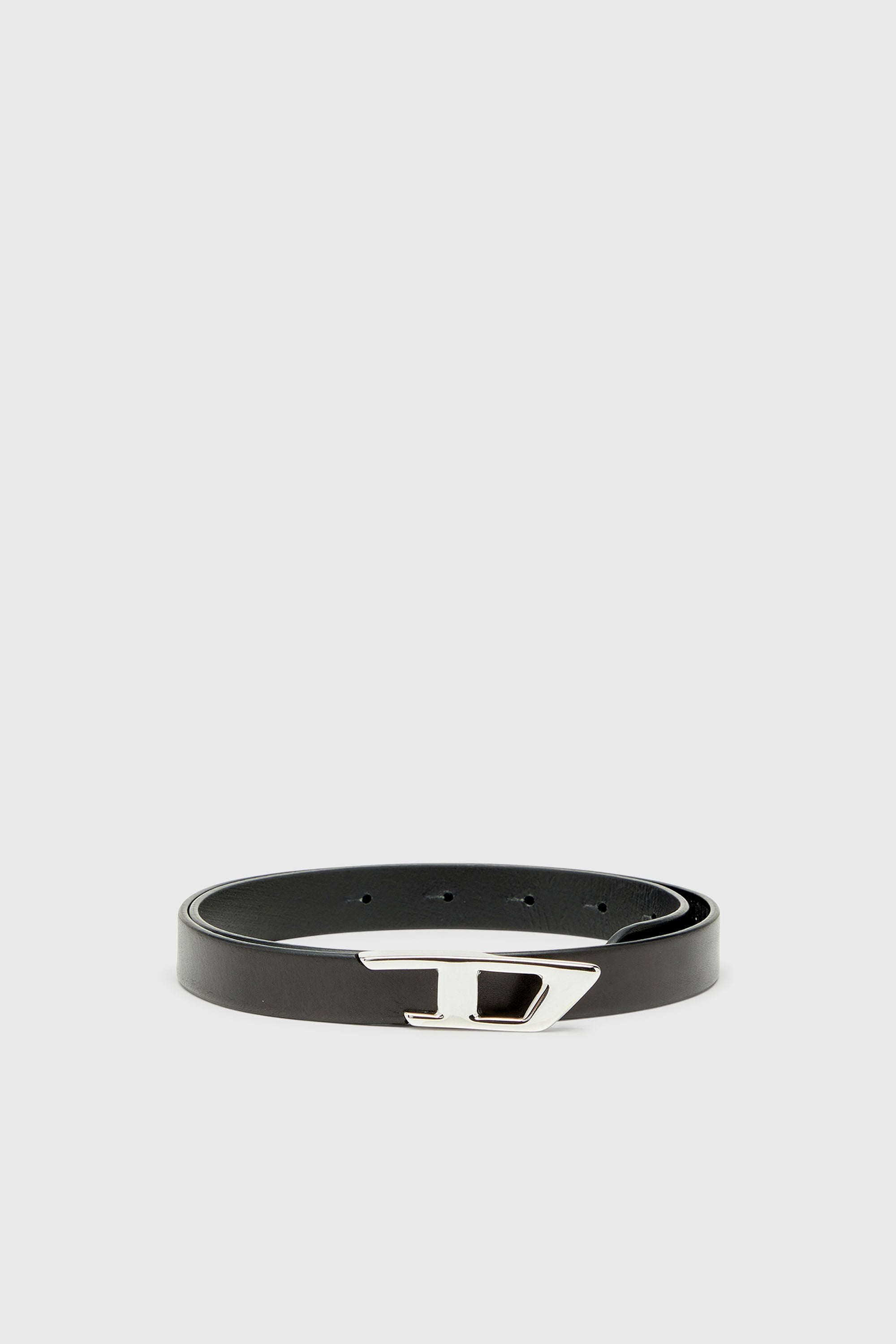 Diesel - B-D LOGO 2.0 20, Woman's 2 cm leather belt with metal D buckle in Black - 1
