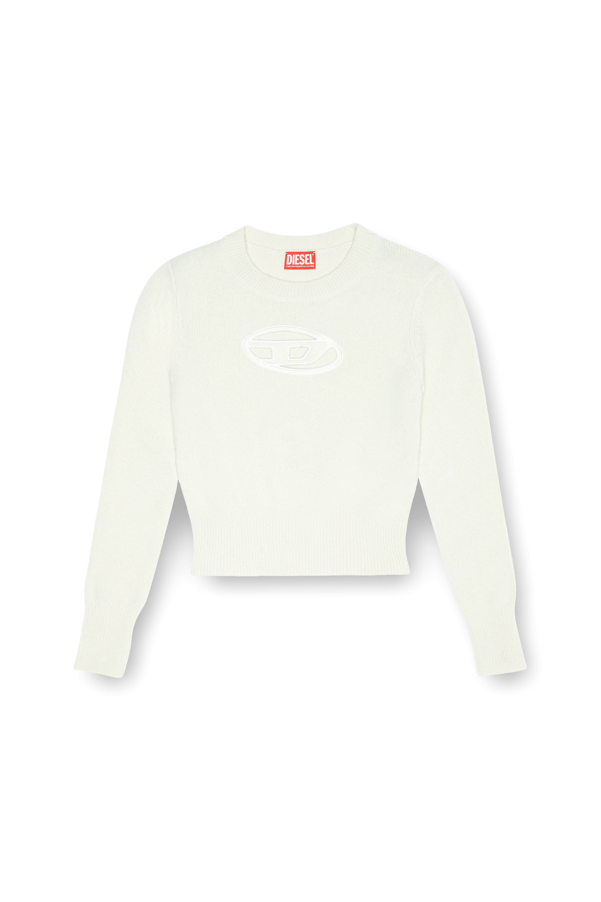 Diesel - M-AREESA, Woman Jumper with embroidered cut-out logo in White - Image 2