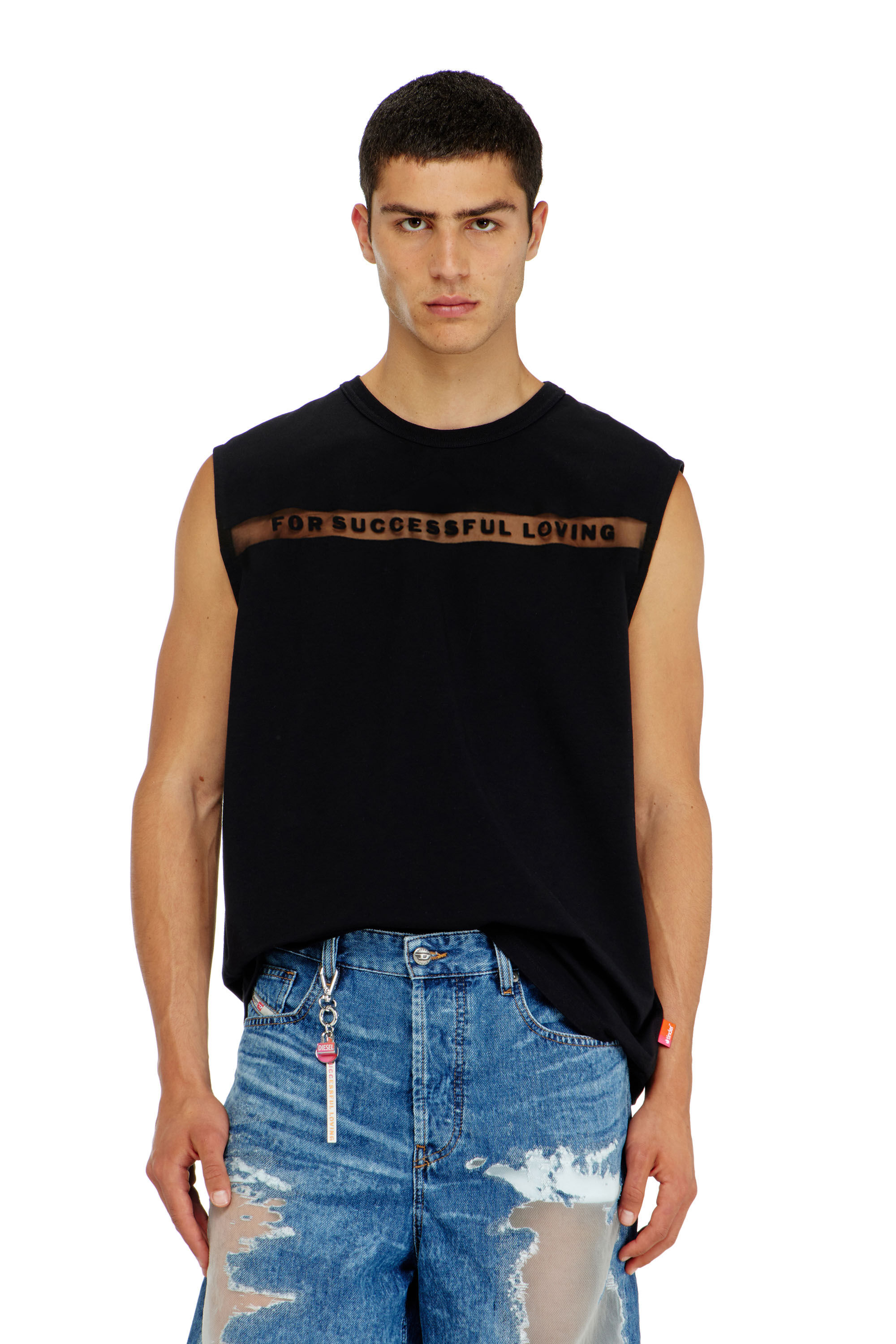 Diesel - PR-T-NORM-BISC-MATI-R, Unisex's Tank top with For Successful Loving logo in Black - 3