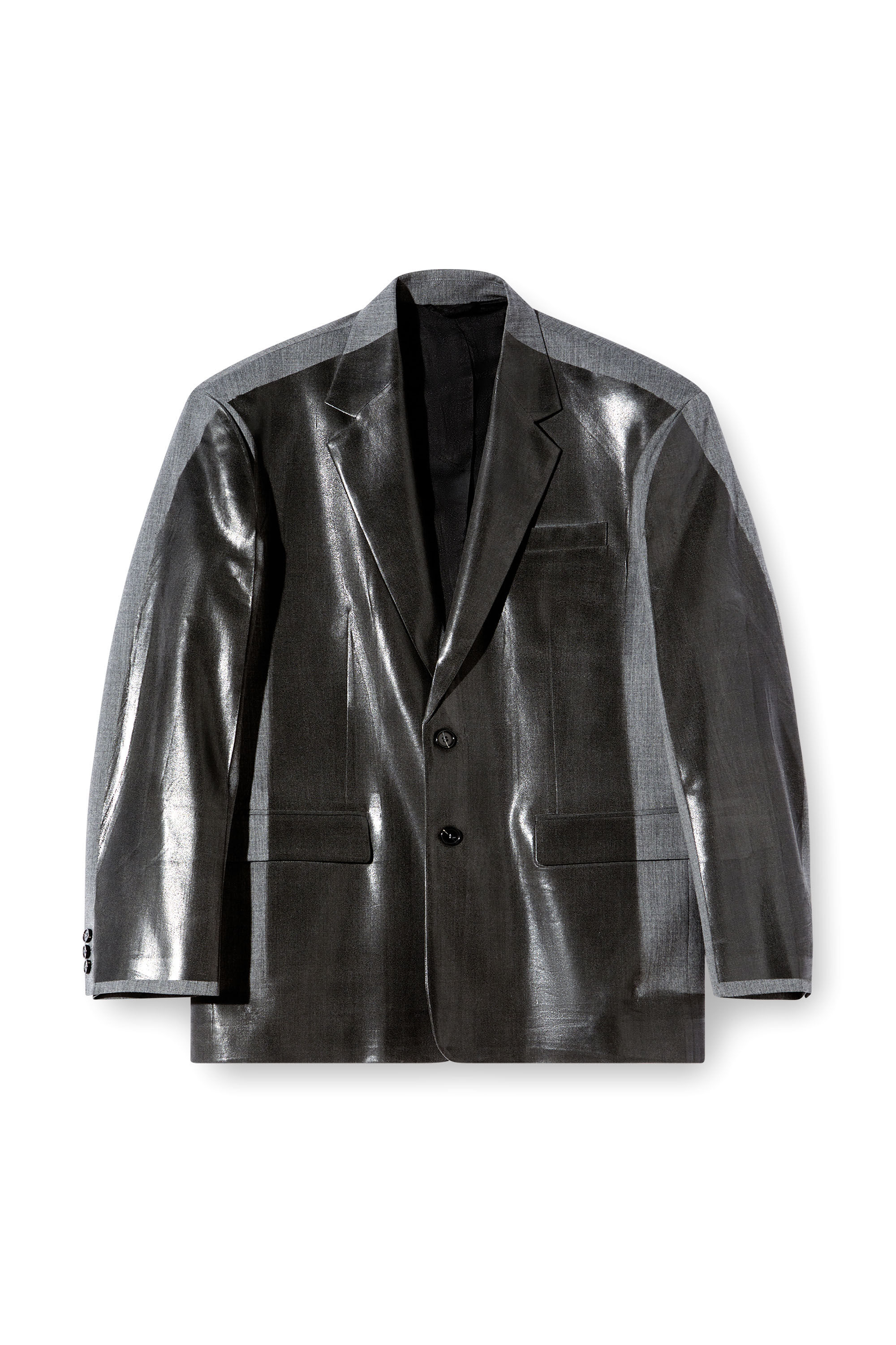 Diesel - J-OVER-DD, Unisex's Oversized blazer with coated front in Black - 2