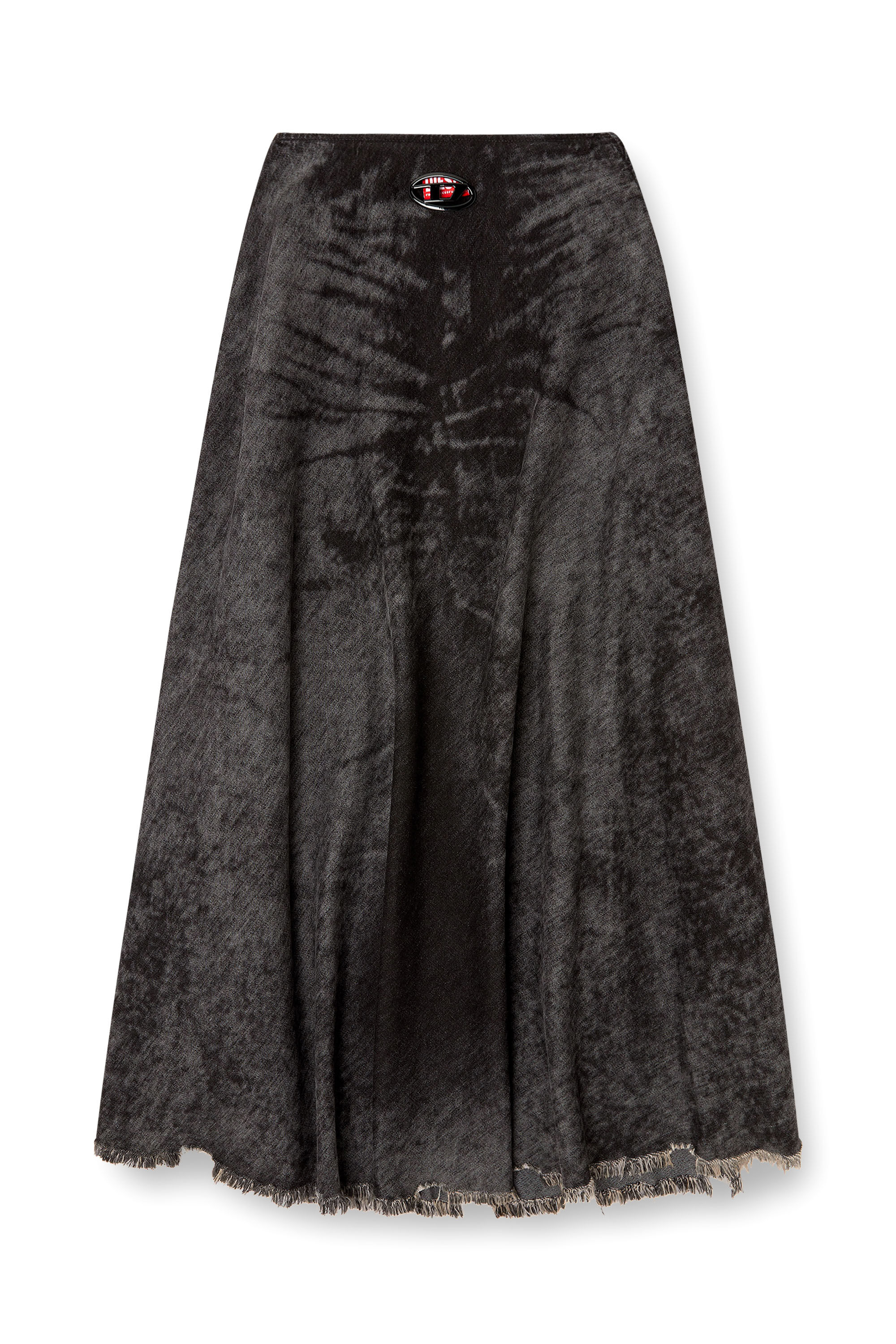 Diesel - DE-HANNIE-FSH, Woman's Full skirt in lasered cotton-hemp denim in Black - 2