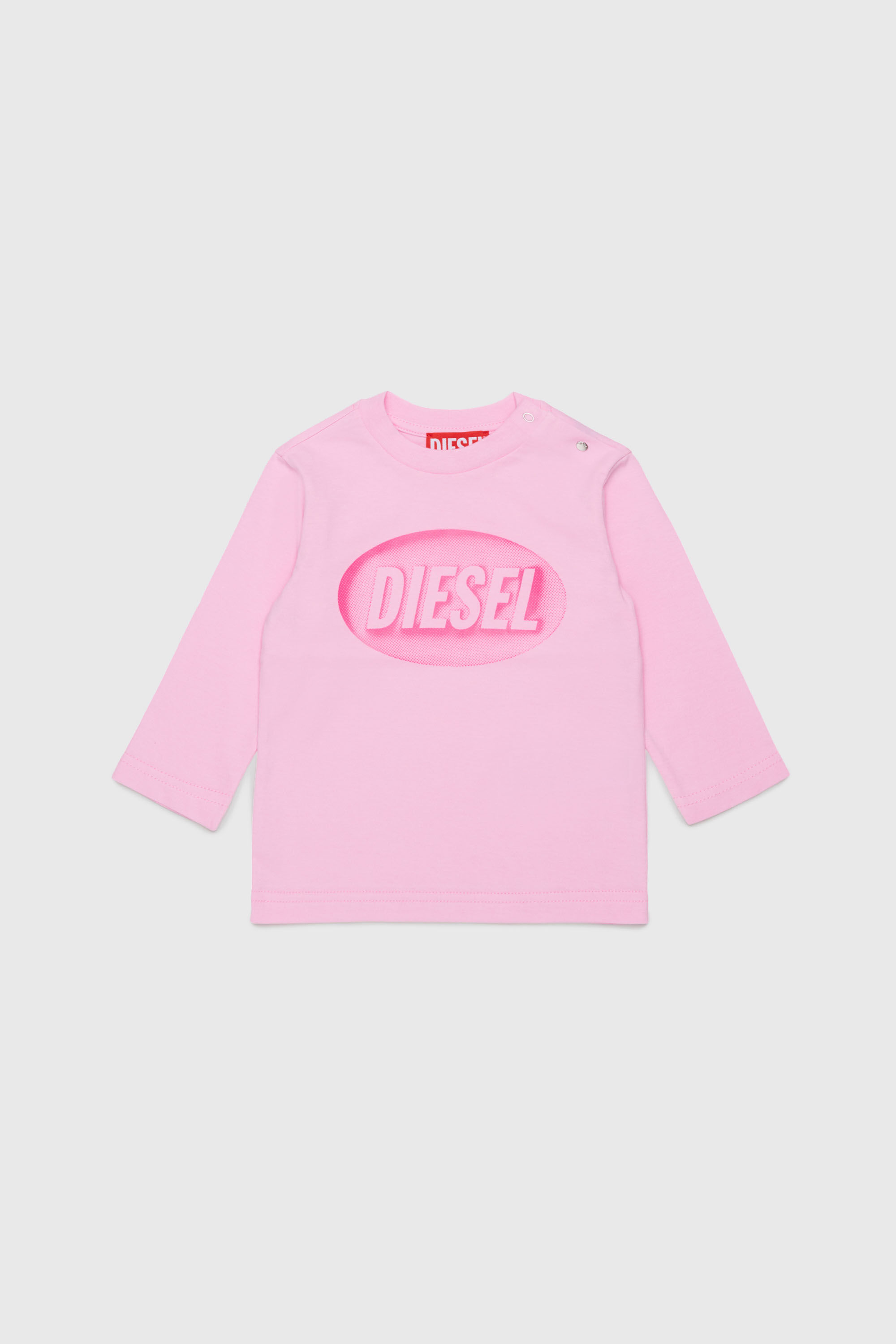 Diesel - TELMB, Man's Cotton T-shirt with logo print in Pink - 1