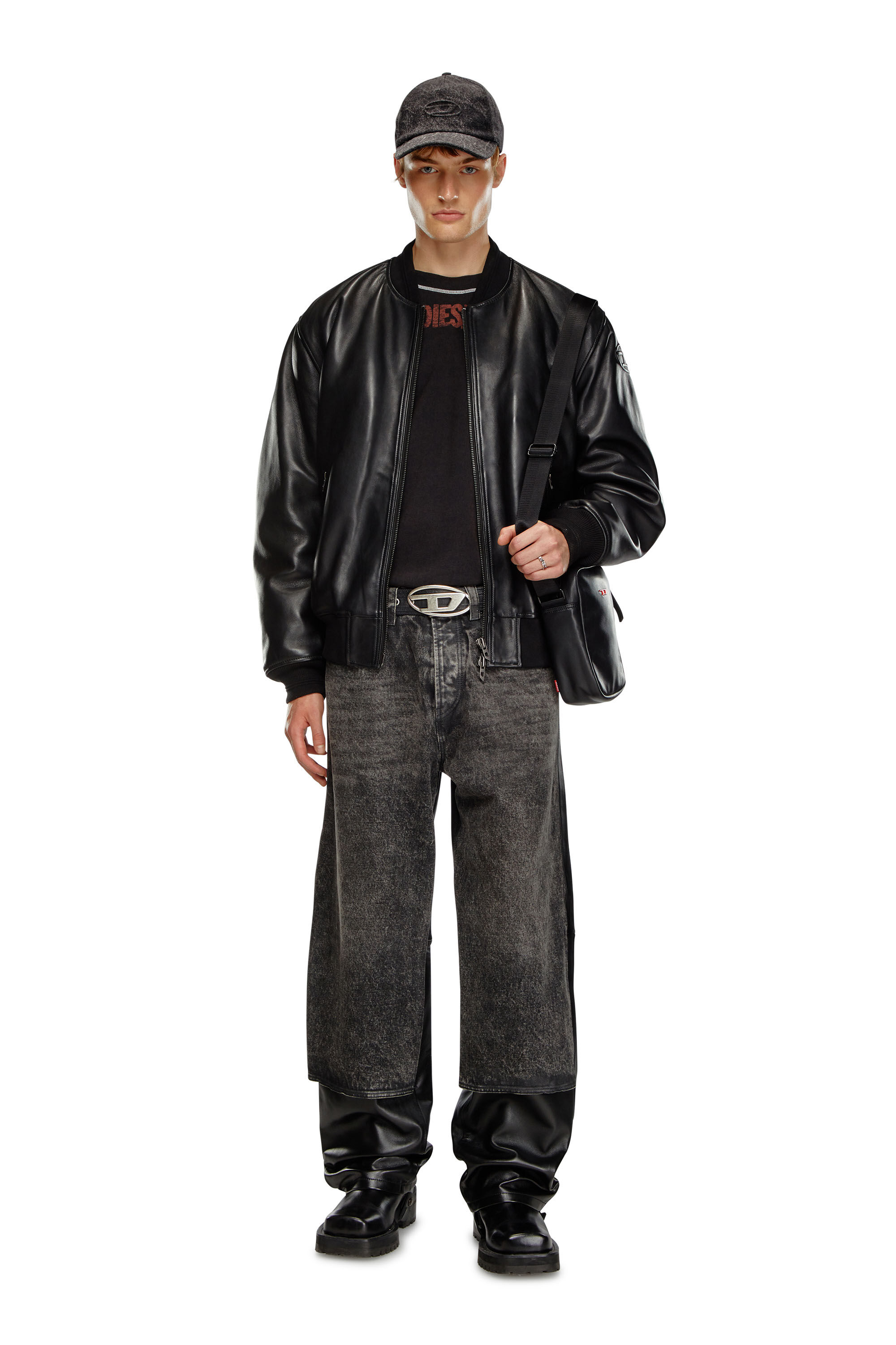Men's Leather bomber jacket | Black | Diesel