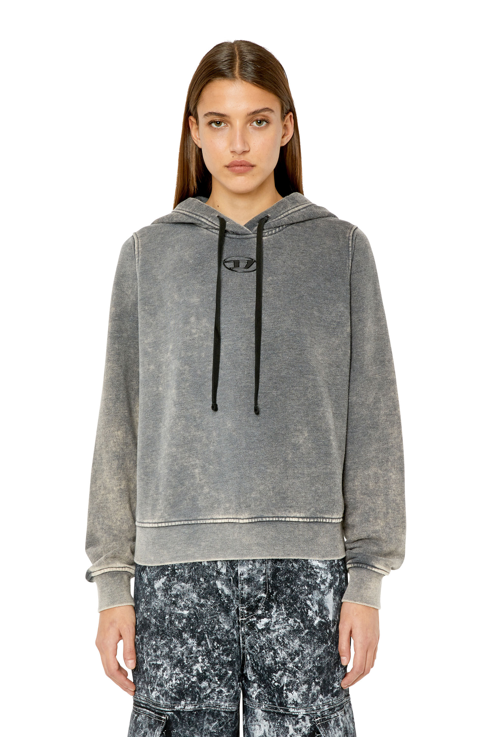Diesel - F-REGGY-HOOD-G2, Woman's Hoodie with injection moulded logo in Dark grey - 3