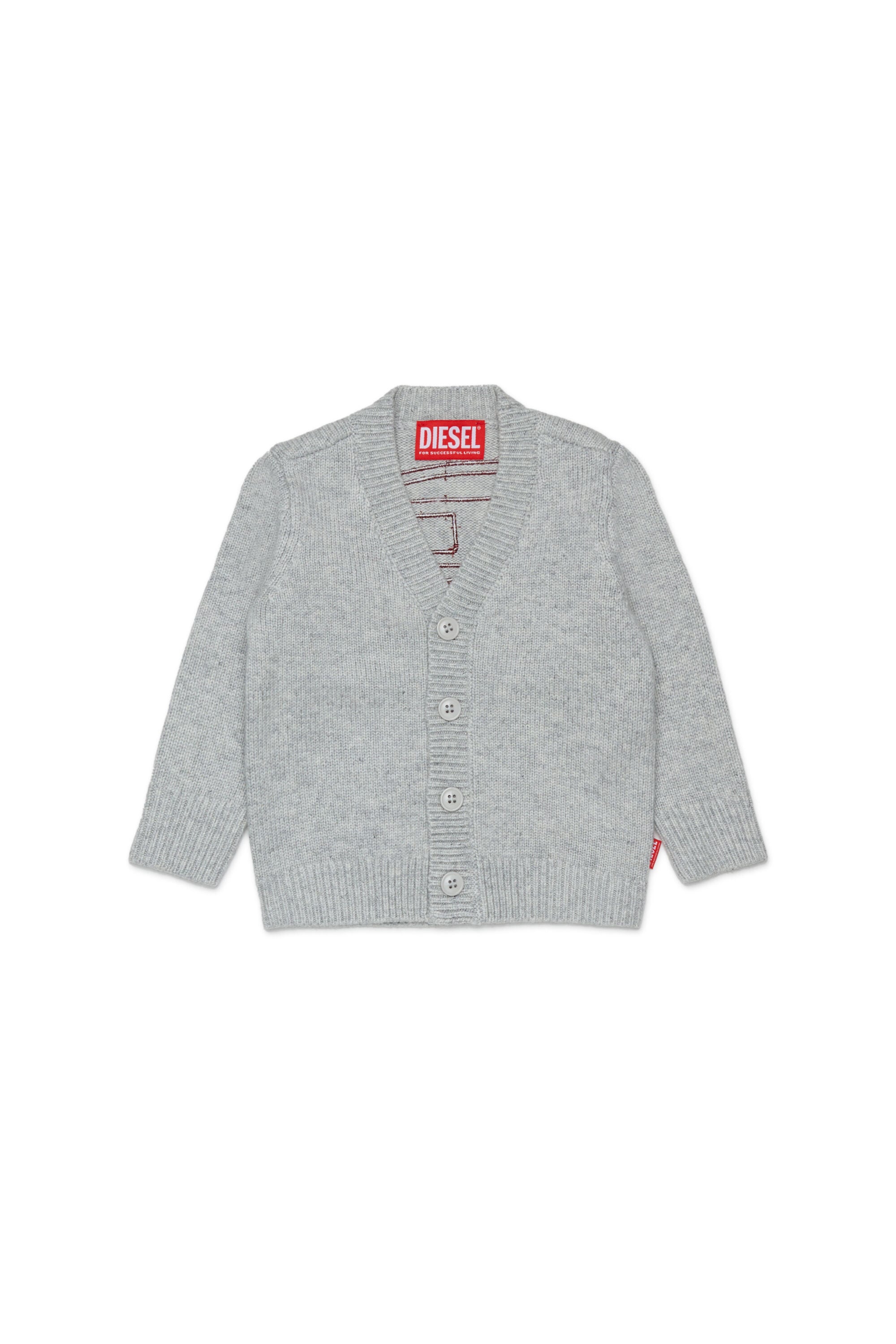 Diesel - KOLYB, Man's Cashmere-enriched cardigan with big Oval D in Grey - 1