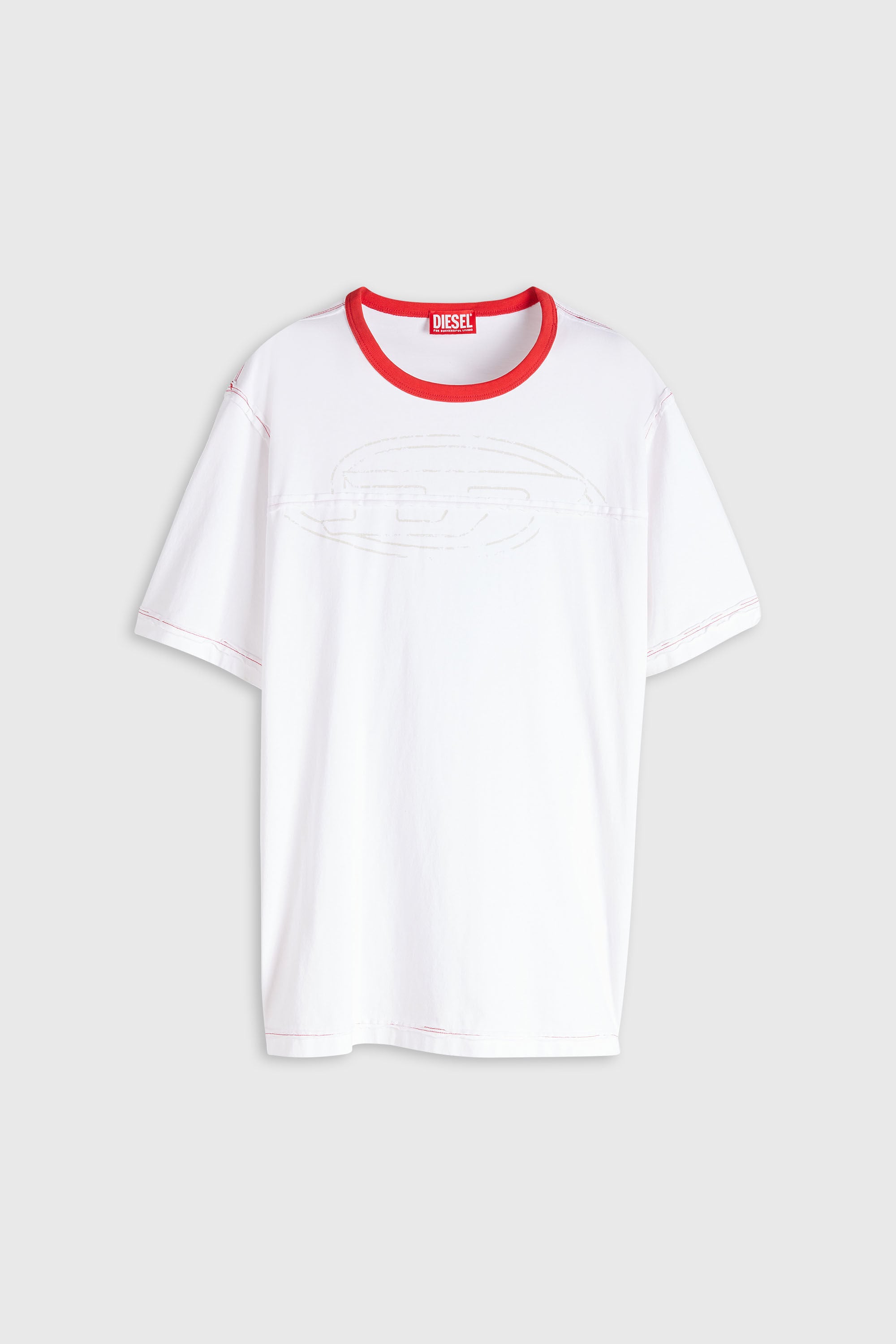 Diesel - T-ADJUST-CUT-OD, Man's T-shirt with sectioned Oval D in White - 2