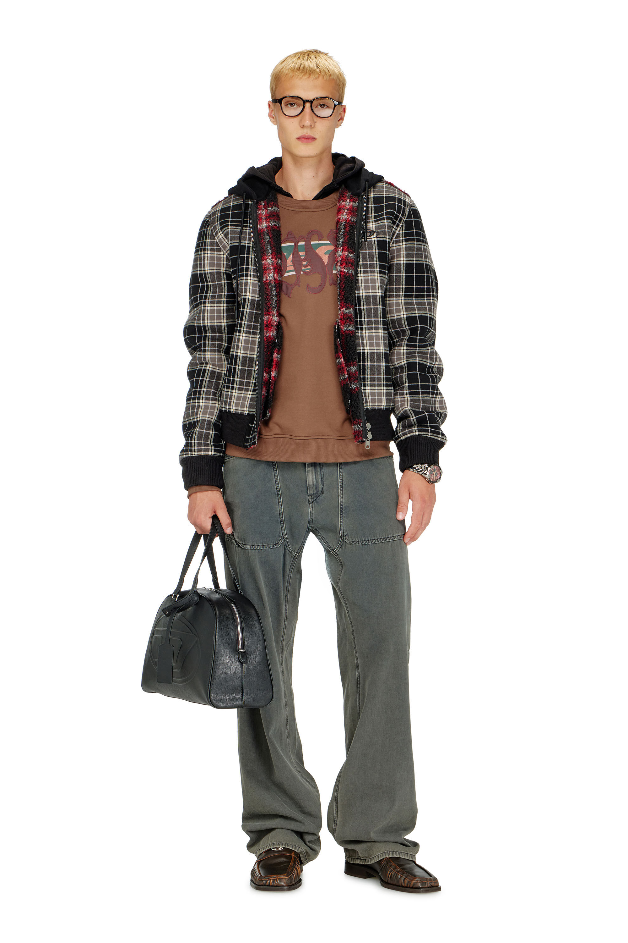 Diesel - S-NORM-AA6, Man's Sweatshirt with graphic prints and patches in Brown - 1