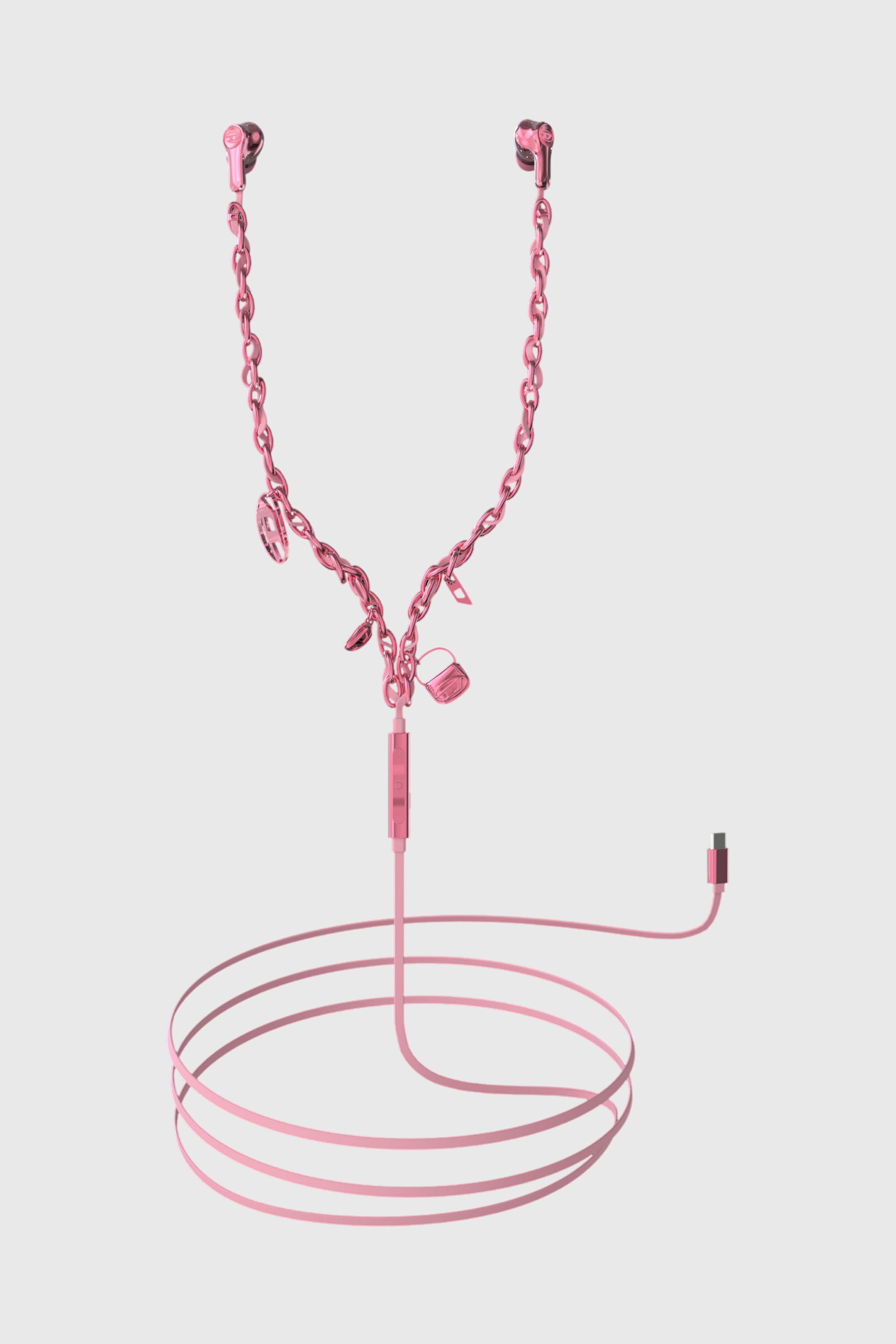 Diesel - 60688 WIRED EARBUDS WIRED EARBUDS, Unisex's Pink wired earbuds and charms in Pink - 1
