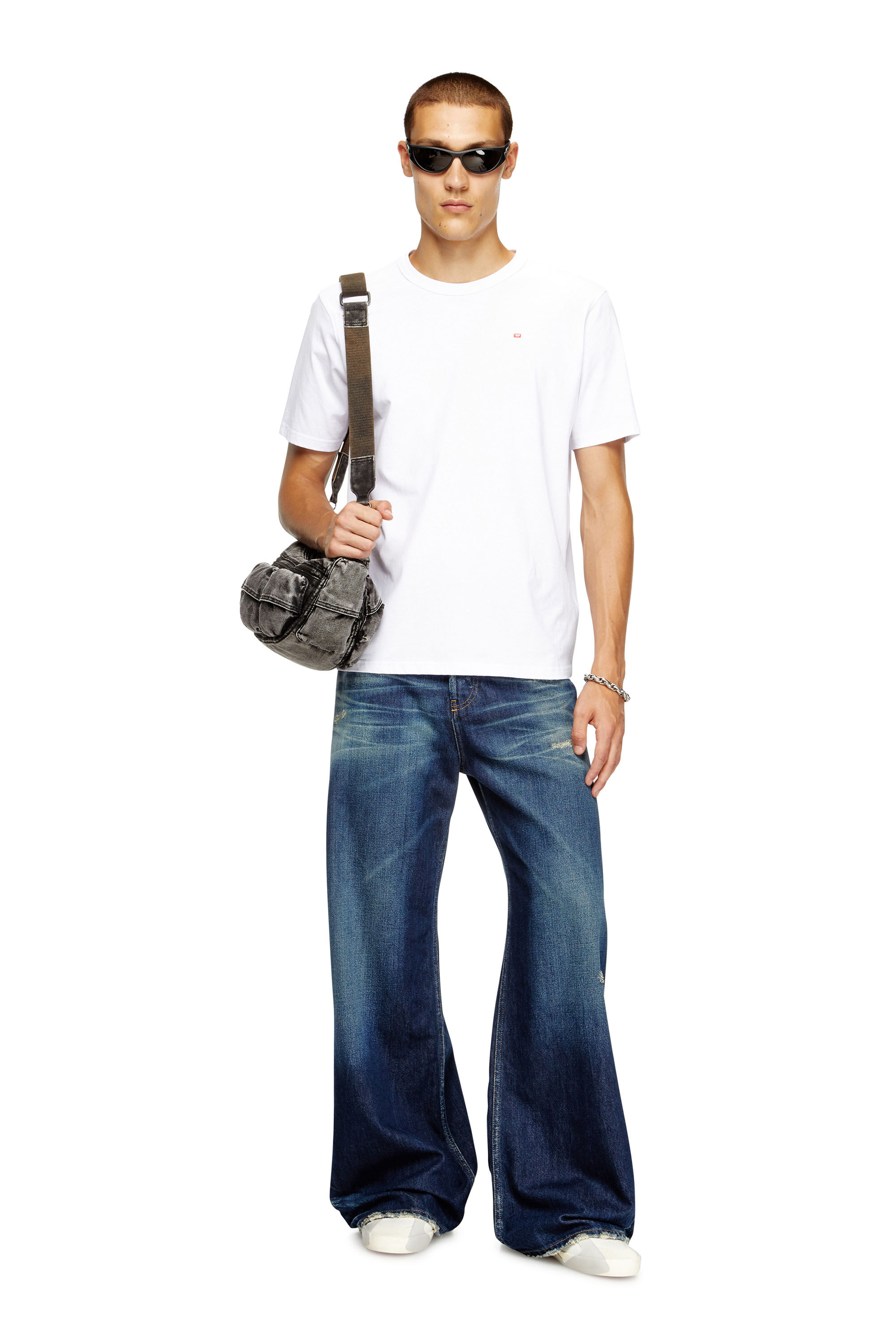 Diesel - T-ADJUST-MICRODIV, Unisex's T-shirt with micro-embroidered logo in White - 1