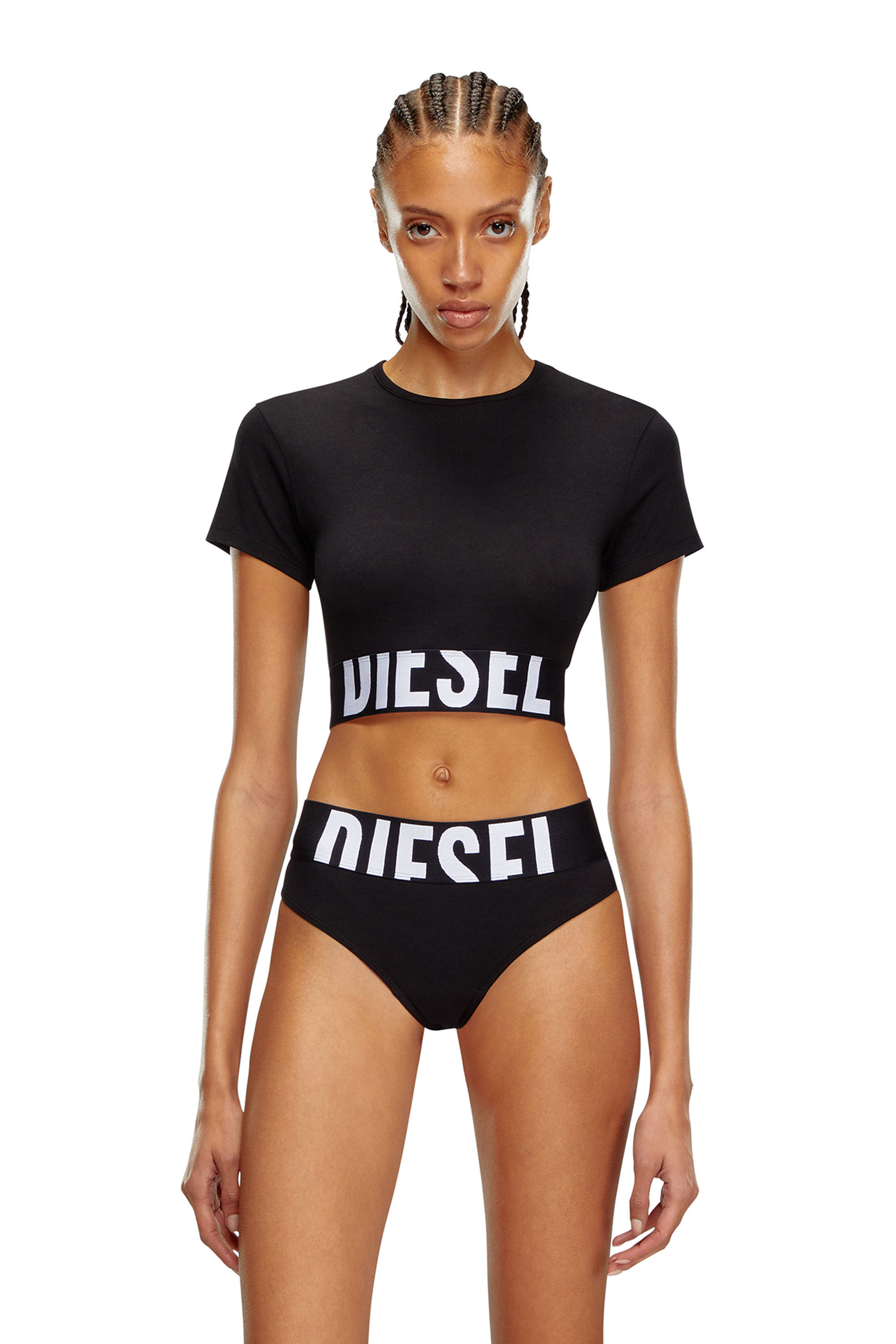 Diesel - UFTEE-SPORT-CROPPED-T-SHIRT, Black - Image 3