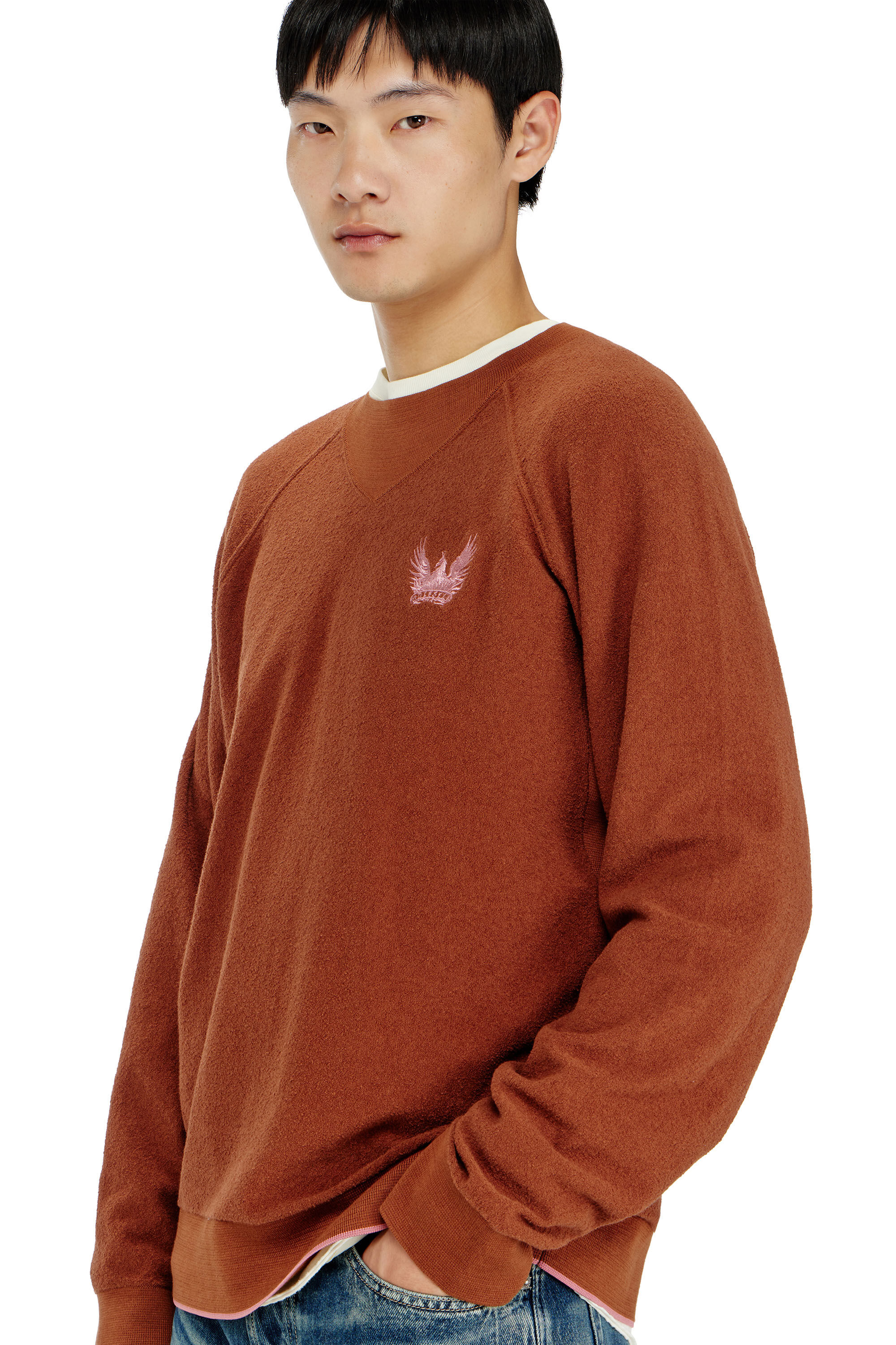 Diesel - K-RALFS, Man's Boucl&eacute; jumper with Phoenix embroidery in null - 5