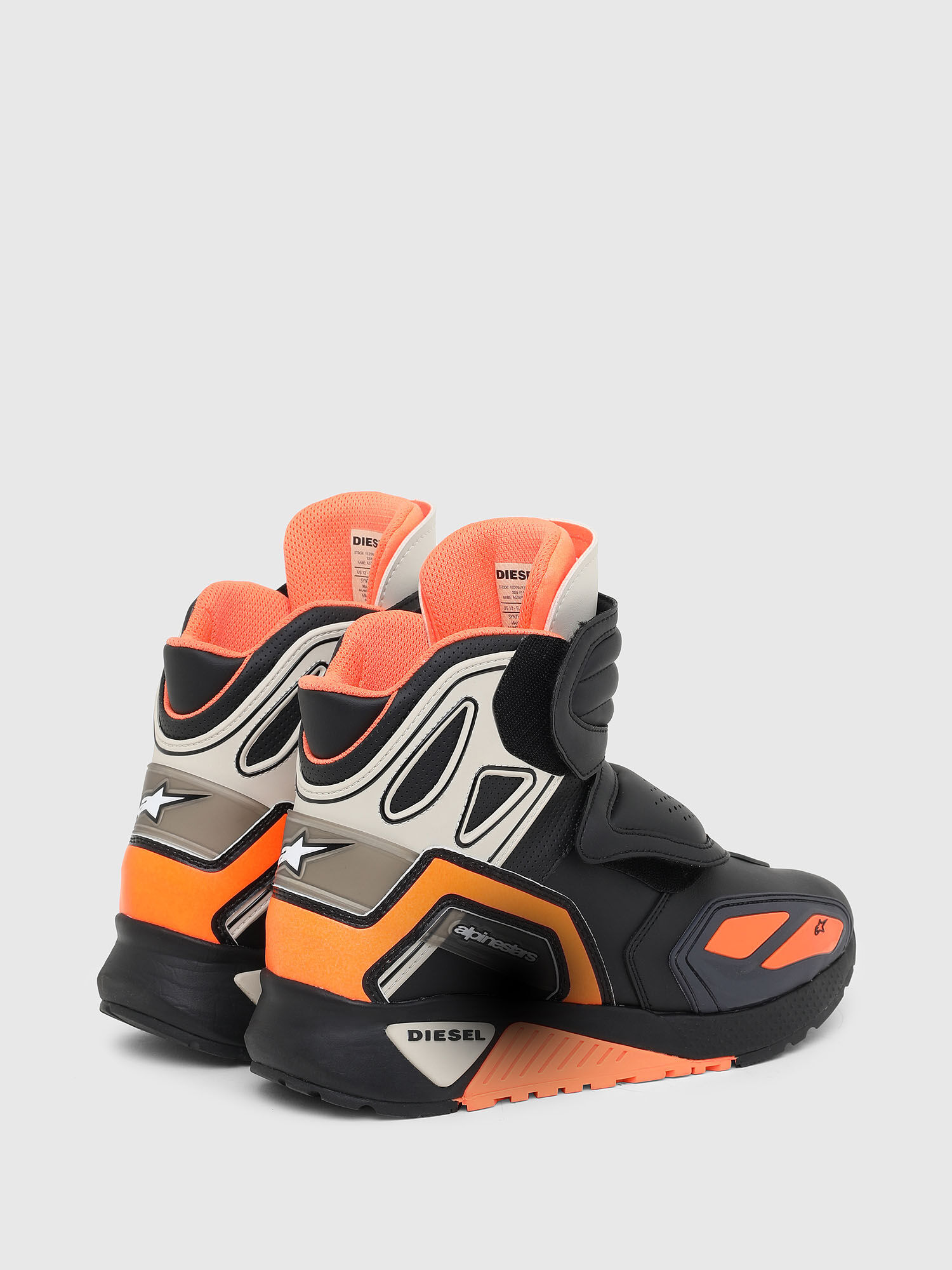black and orange sneakers