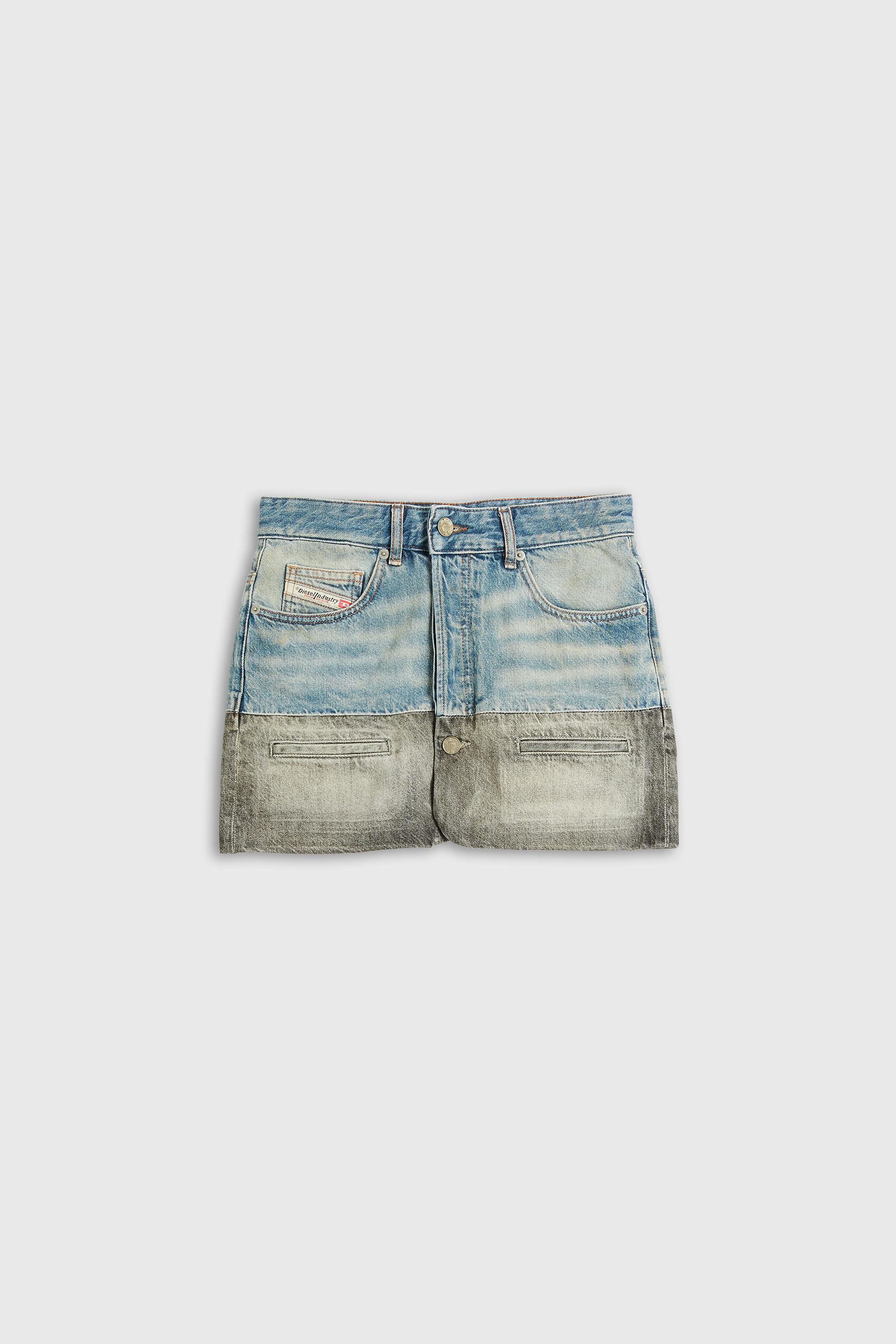 Diesel - DE-RONEE-S1, Woman's Denim mini skirt with contrast hem in Blue/Grey - 2