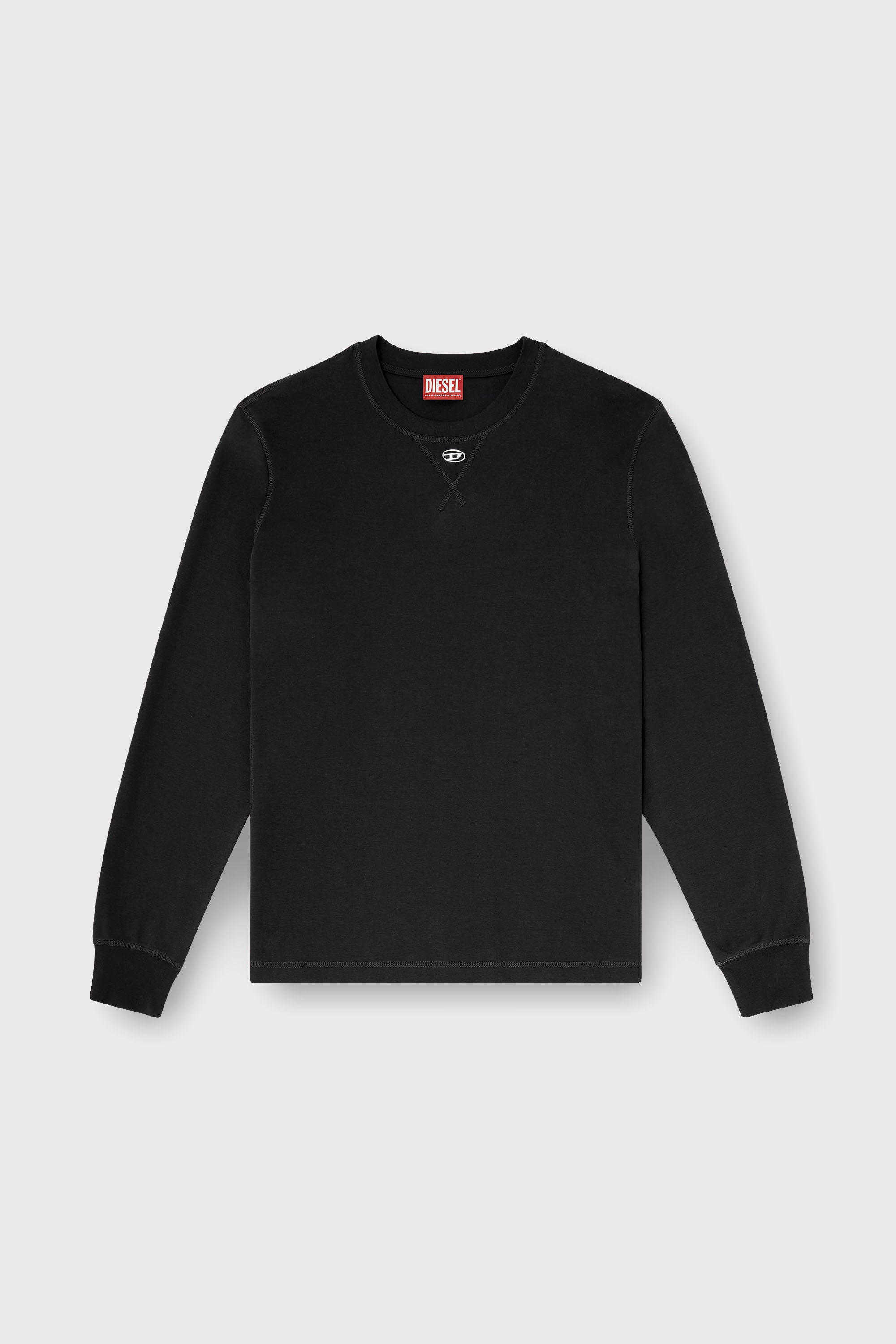 Diesel - T-MADJUST-LS-TR, Man's Cotton long-sleeve T-shirt with Oval D in Dark grey - 2