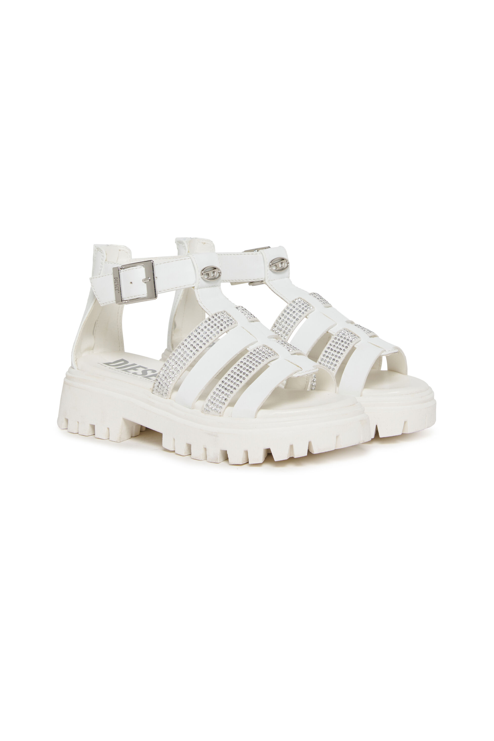 Diesel - D-SANBLIN, Woman's D-SANBLIN-Chunky sandal with rhinestones in White - 2