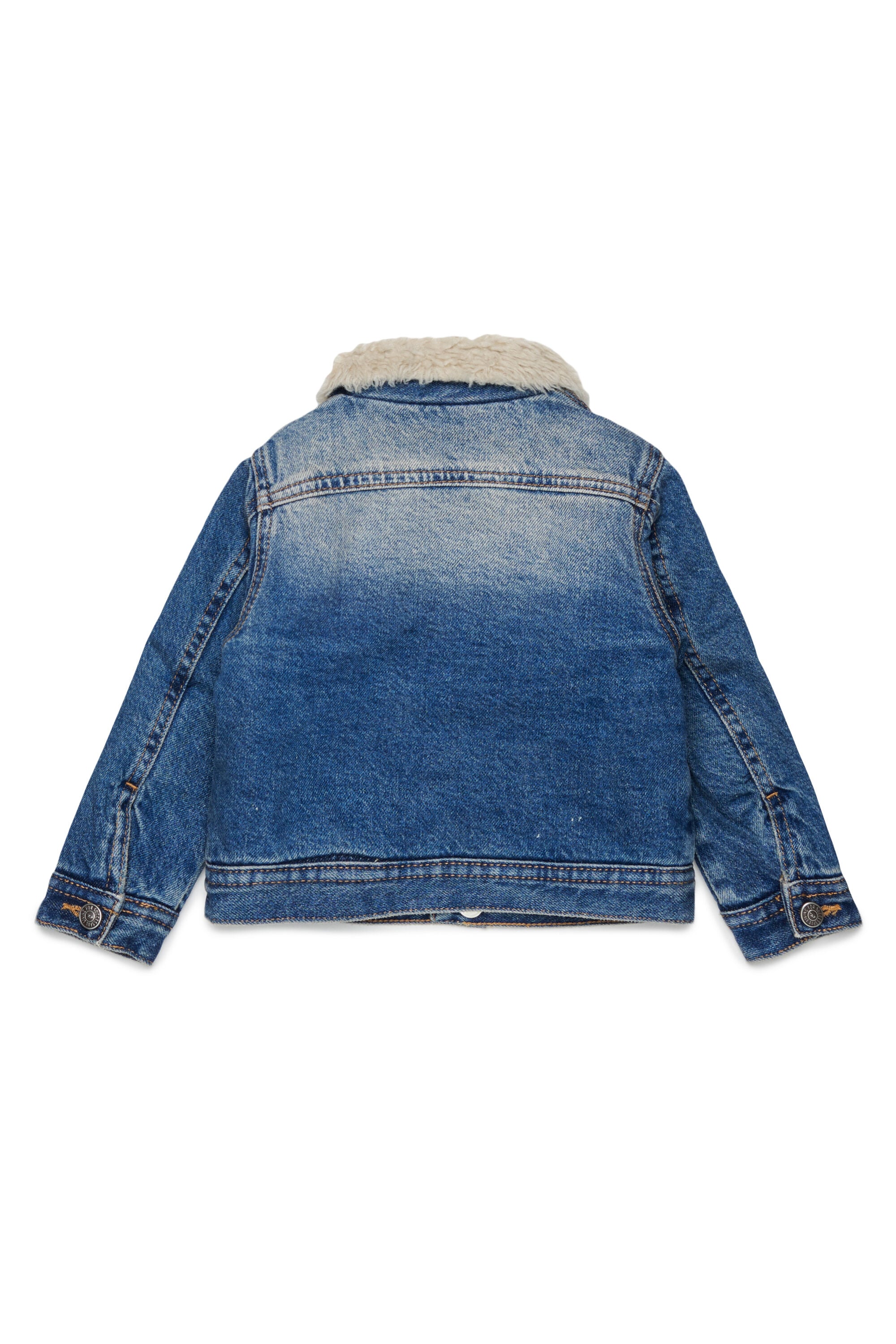 Diesel - JOMYB-FUR, Unisex's Denim jacket with soft pile collar in Medium blue - 2