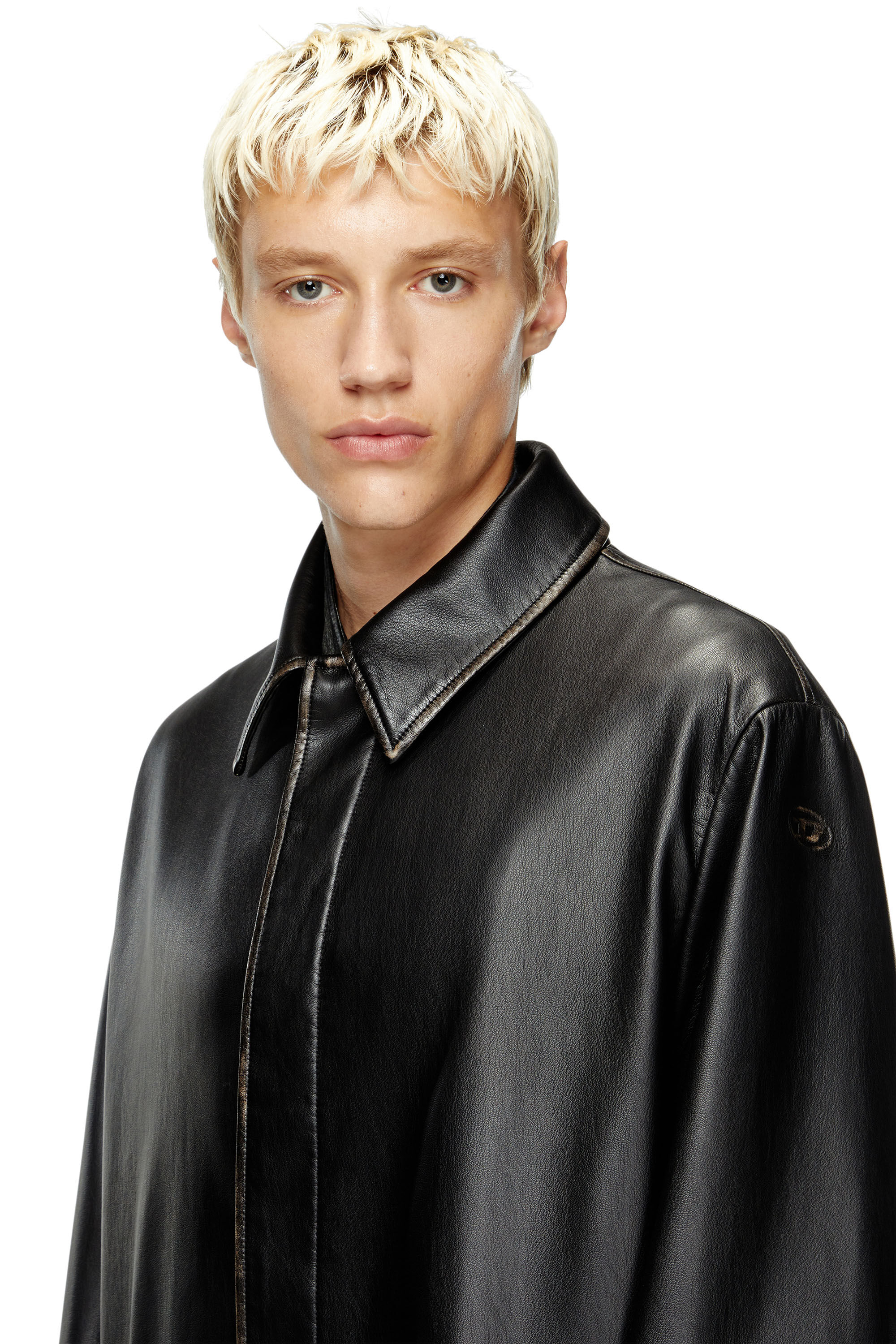Diesel - J-RIVERS, Man's Distressed car coat with flannel lining in Black - 5
