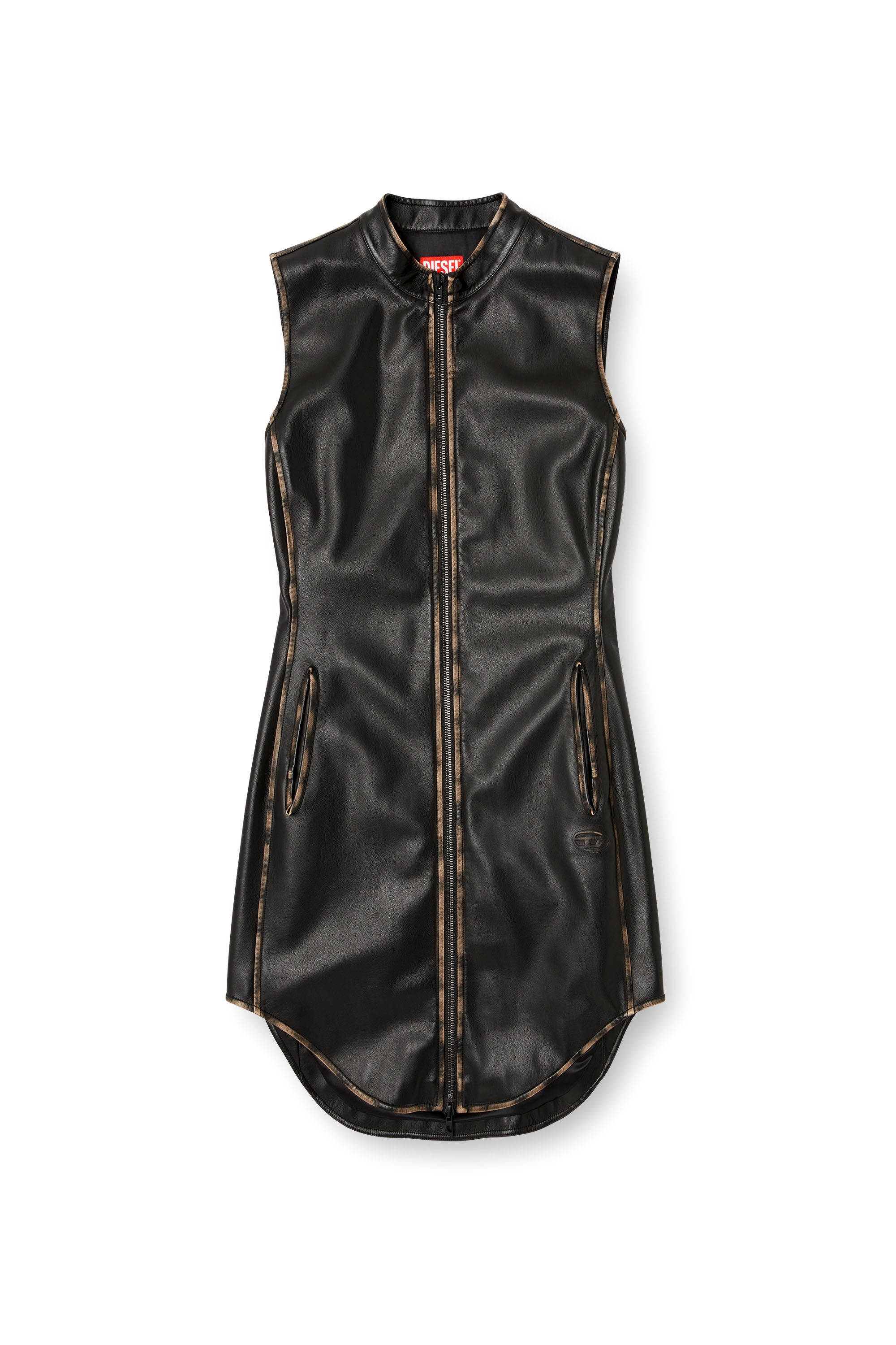 Diesel - D-ENEAS, Woman's Dress in treated technical fabric in Black/Brown - 2
