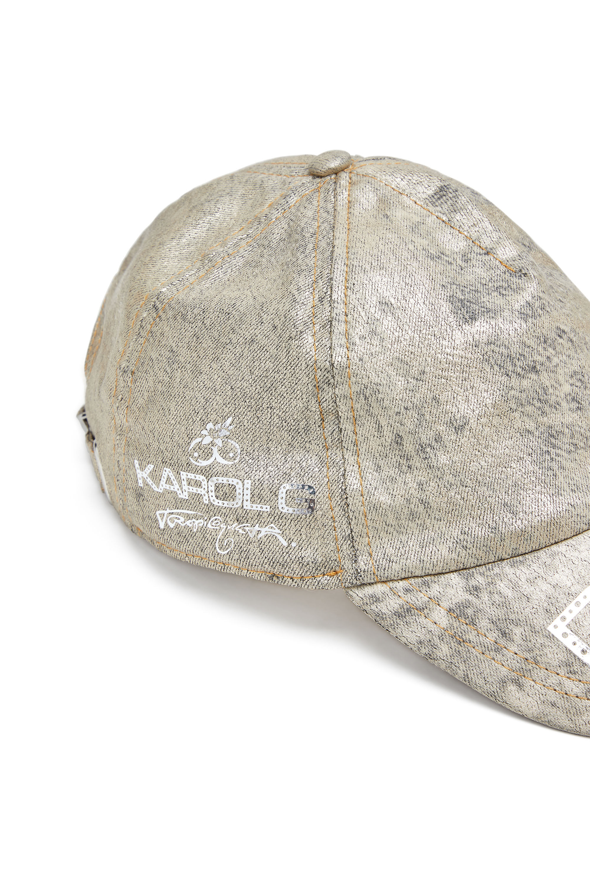 Diesel - C-AP-KG, Woman's Baseball cap in metallic denim in Gold - 3