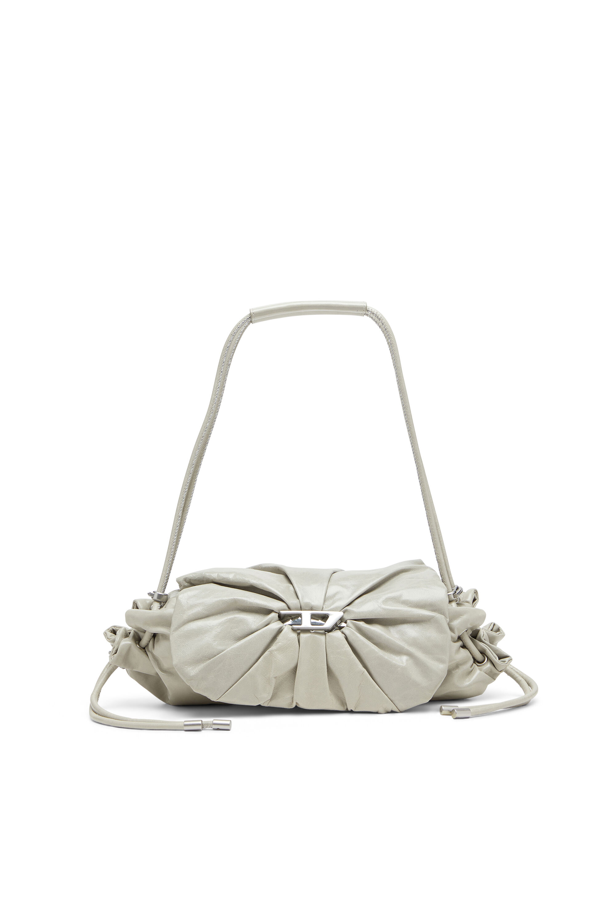 Diesel - SCRUNCH-D SHOULDER S, Woman's Scrunch-D S-Shoulder bag in scrunched leather in White - 1