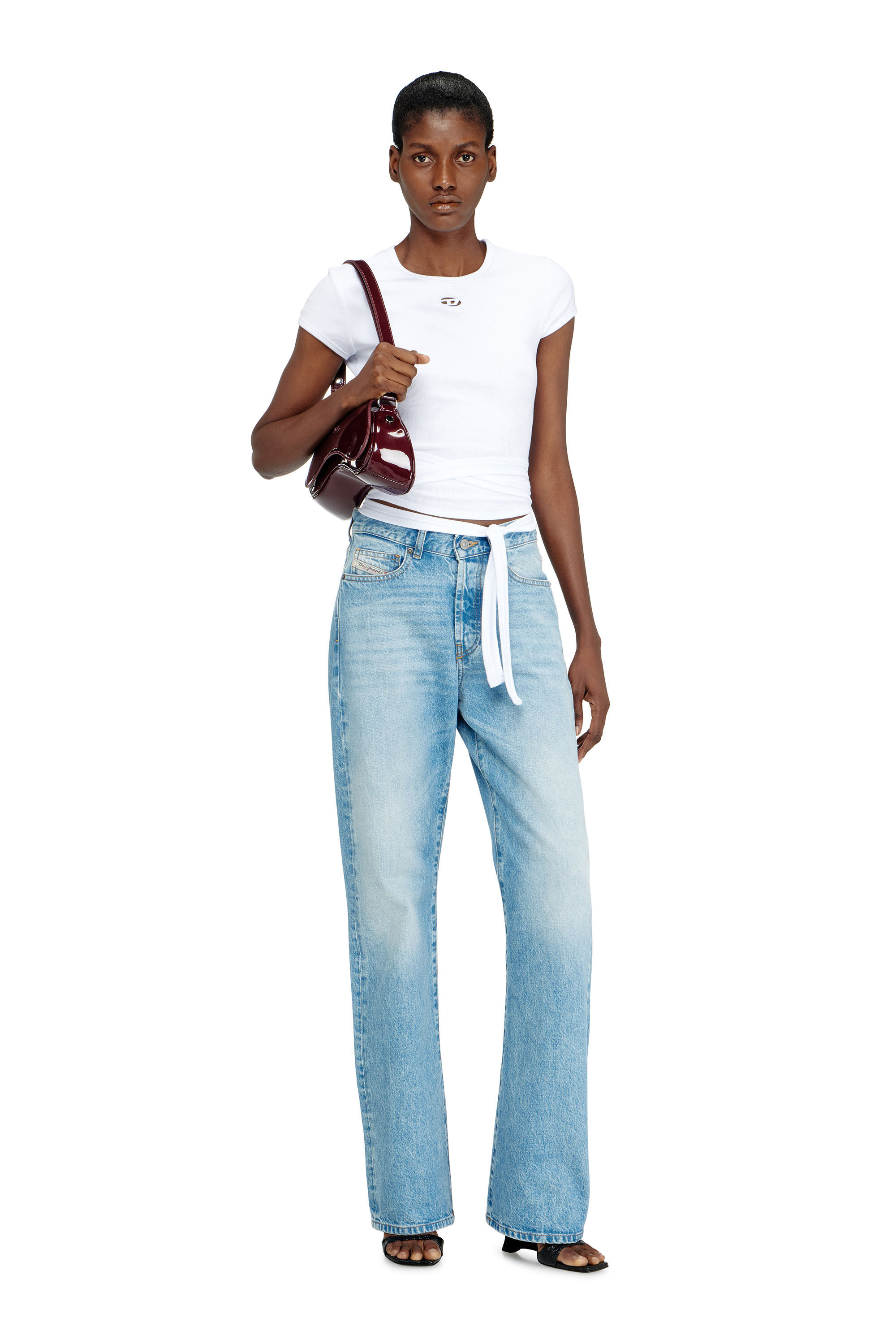 Diesel - T-BUNNY-TAIL-S1, Woman's Ribbed top with wrap-around laces in White - 1