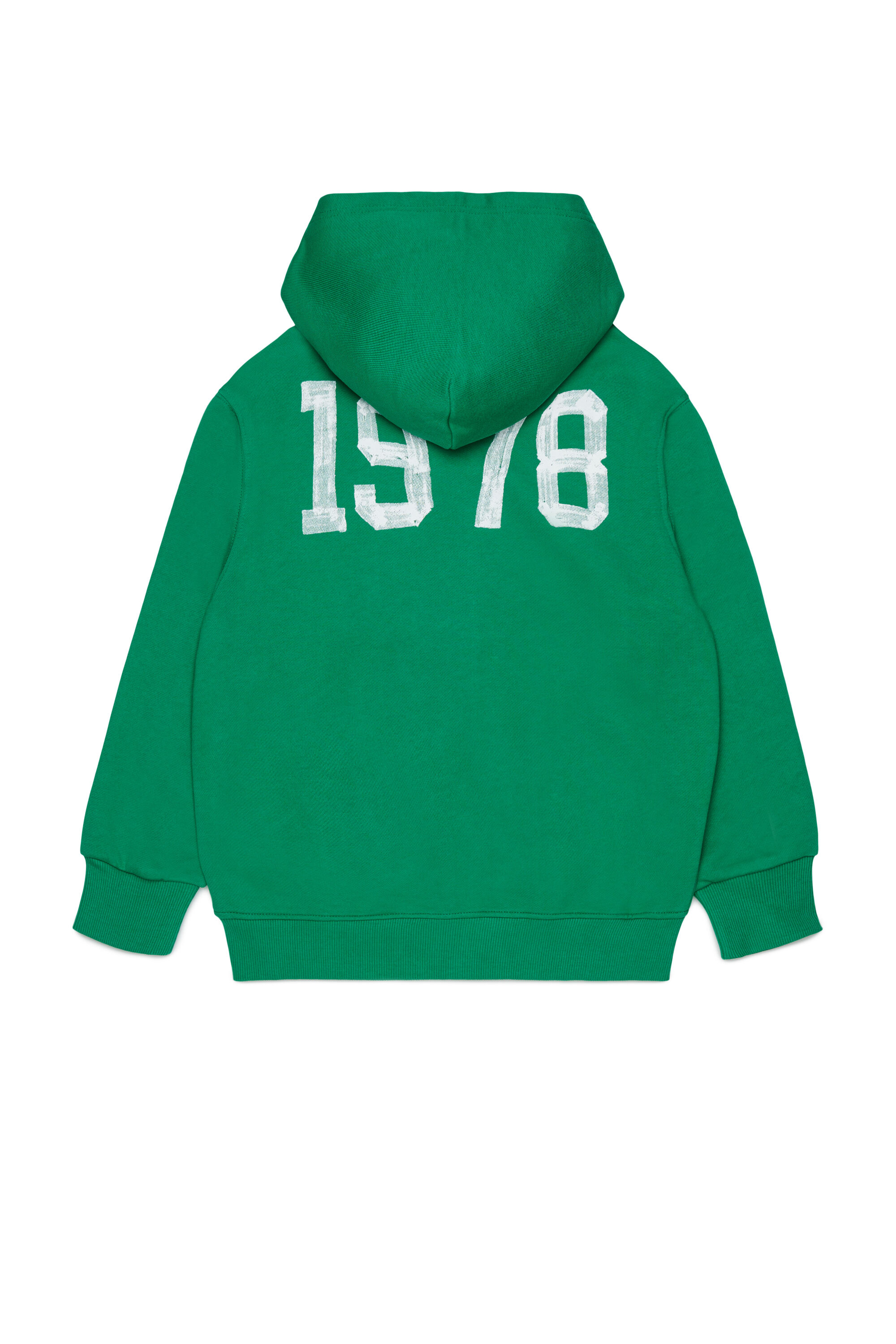 Diesel - SBANDHOOD OVER, Man's Zip-up hoodie with paint-effect logo prints in Green - 2