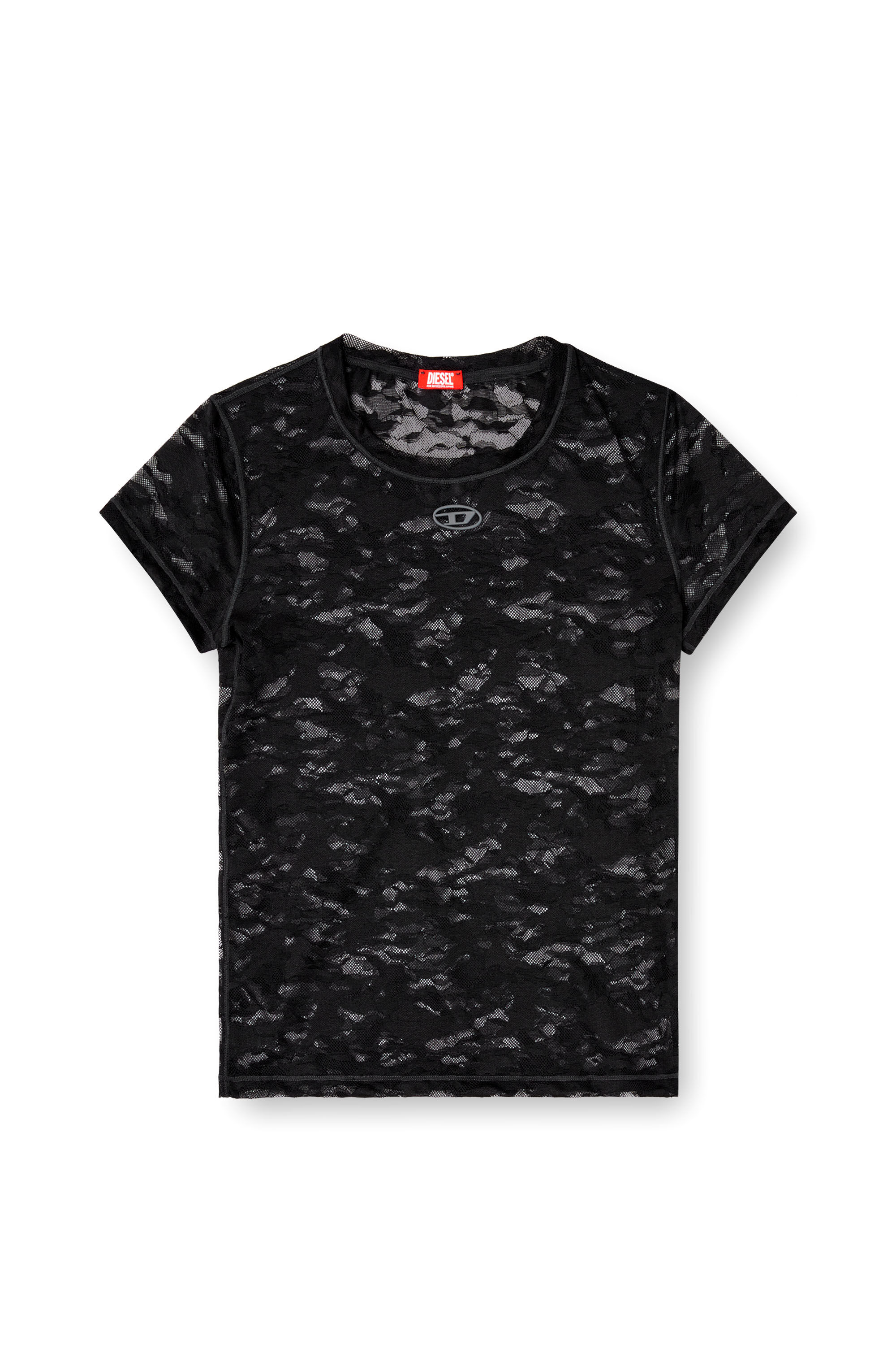 Diesel - KASIA-UTLT, Woman's Camo lace T-shirt in Black - 2