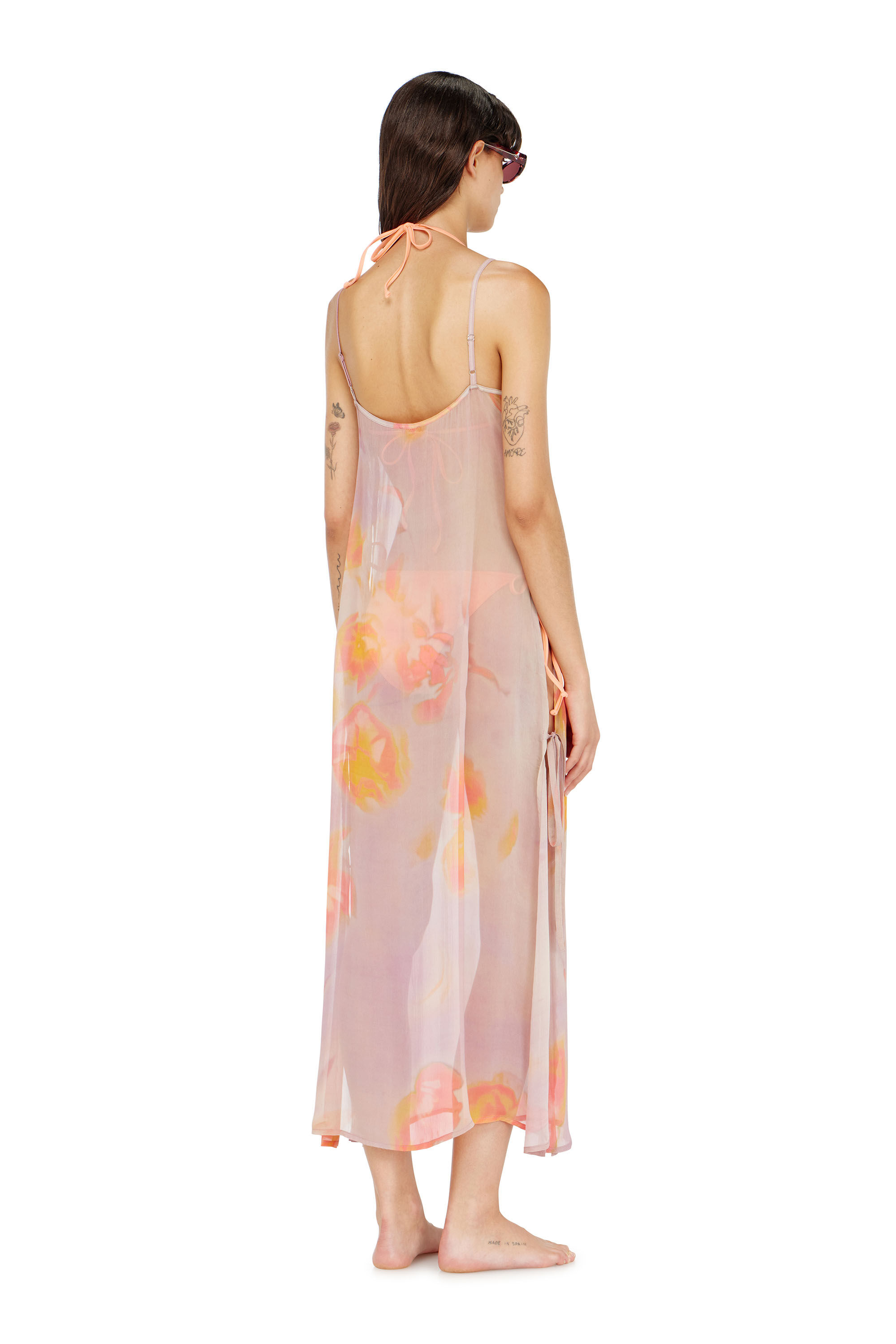 Diesel - VANYA-UTLT, Woman's Beach cover-up dress in floral chiffon in null - 3