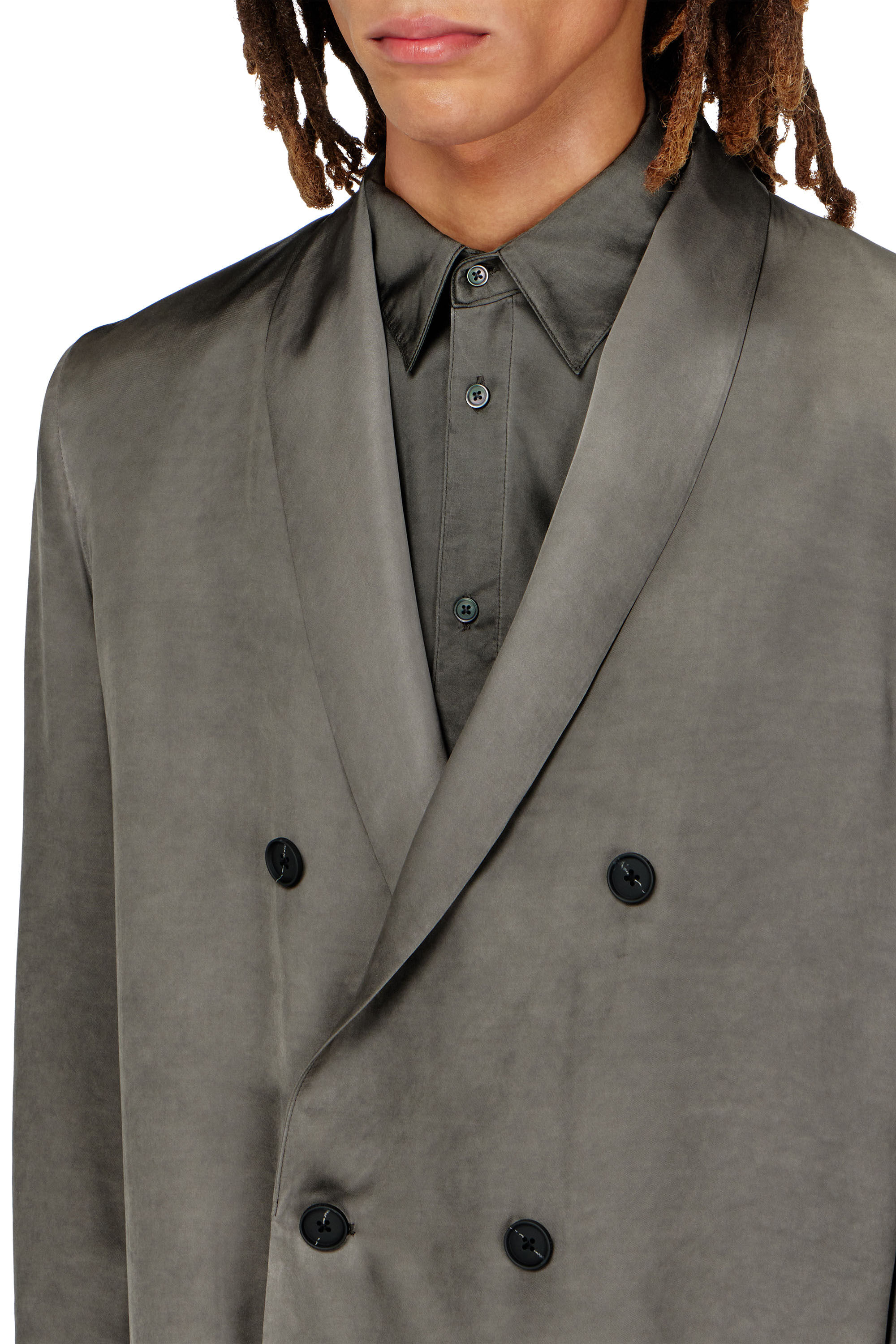 Diesel - J-ARMAN-ALBG, Man's Blazer in treated fluid viscose in Dark grey - 5