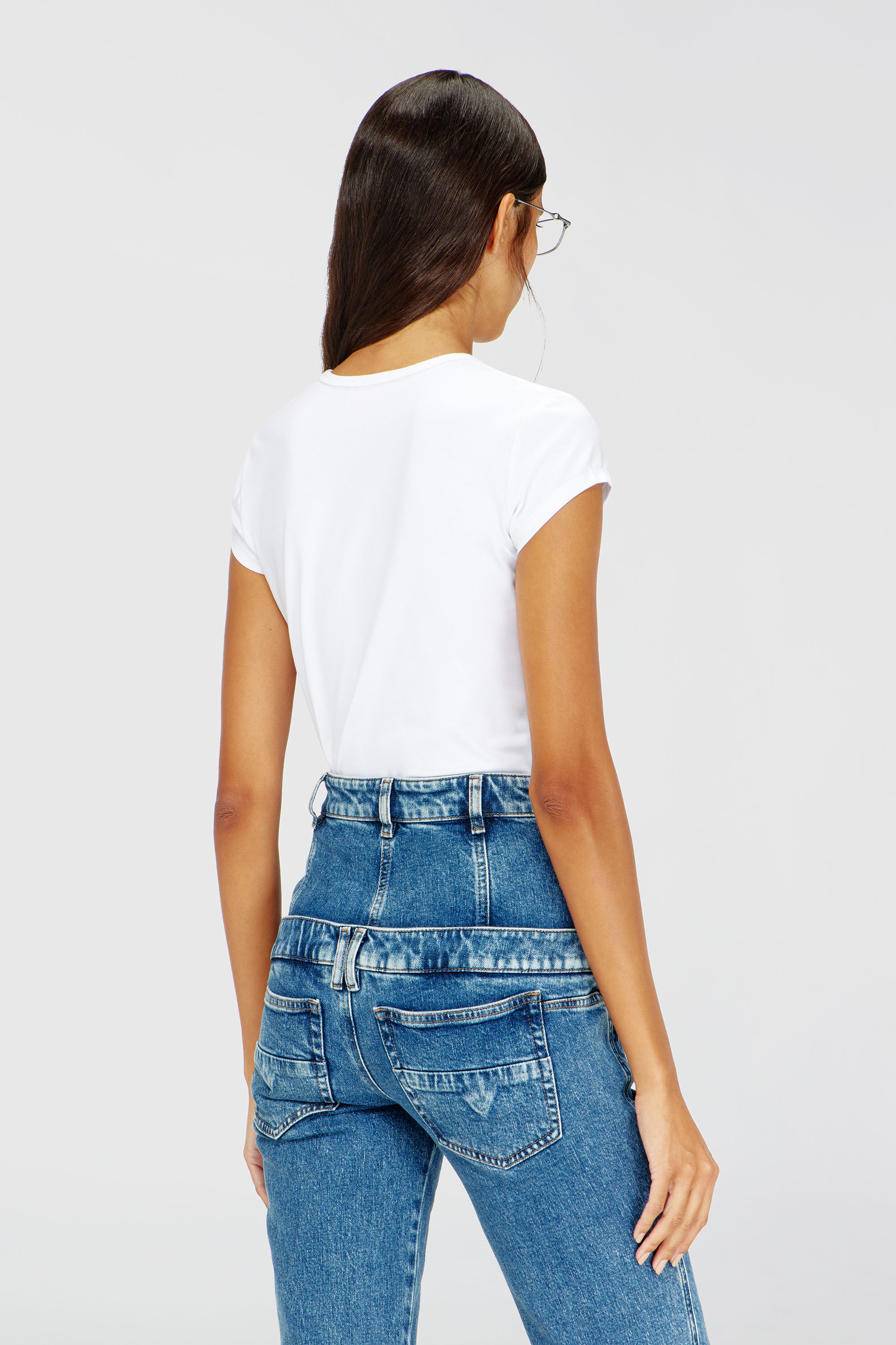 Diesel - T-ANGIE, Woman's T-shirt with Oval D logo in White - 4
