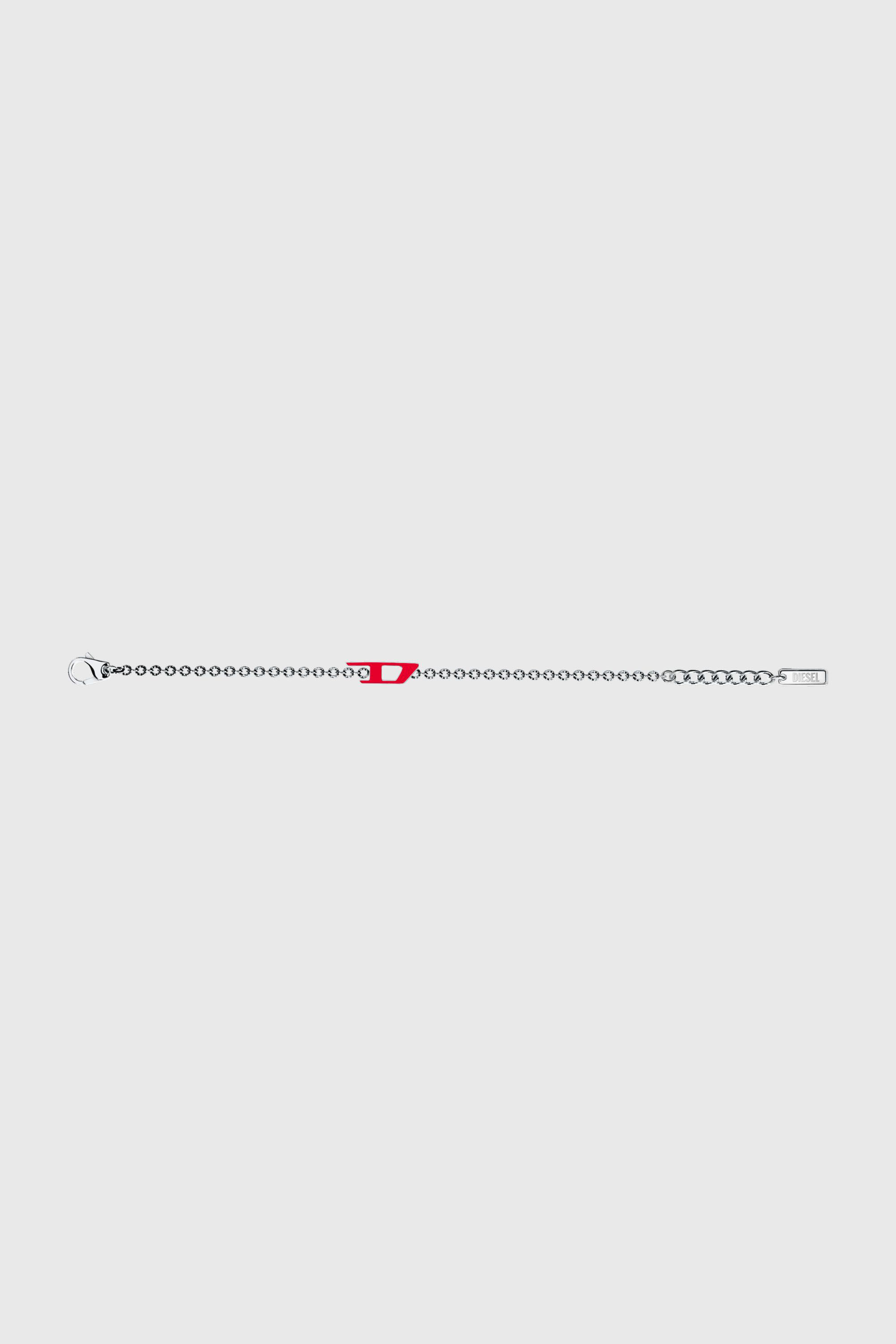 Diesel - DX1691040 JEWELLERY, Unisex's Stainless steel chain bracelet in Silver/Red - 4