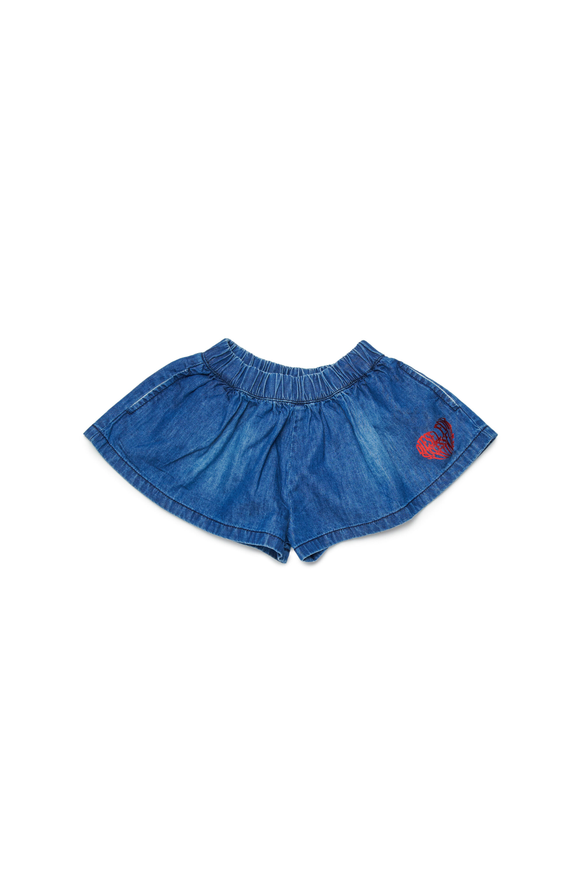 Diesel - PIXIB, Woman's Denim shorts with heart print in Medium blue - 1