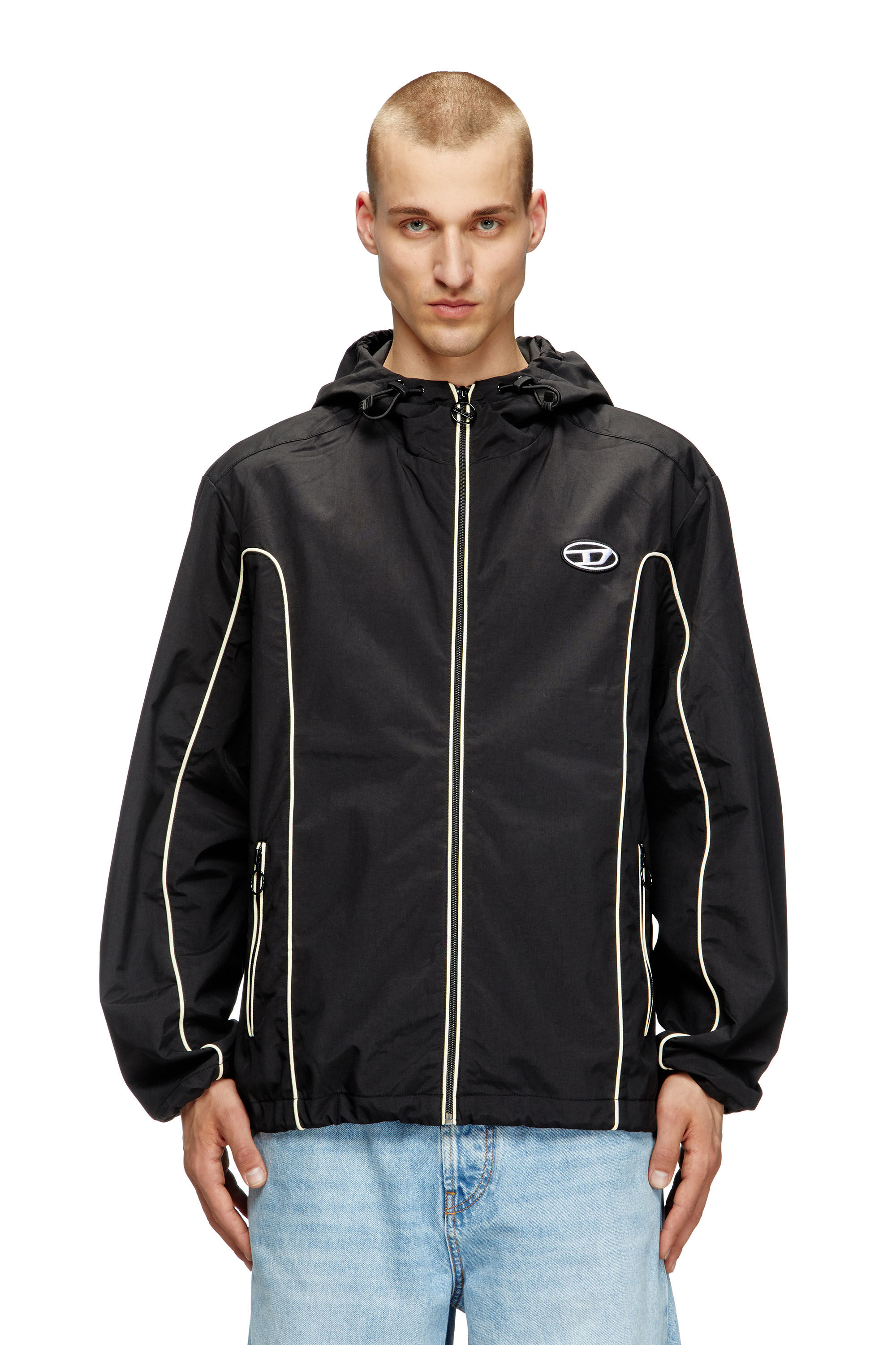 ★人気★【DIESEL】★Diesel J-Hives Windbreaker Blac.k★ J-HIVES Man: Windbreaker Jacket with contrast piping | Diesel